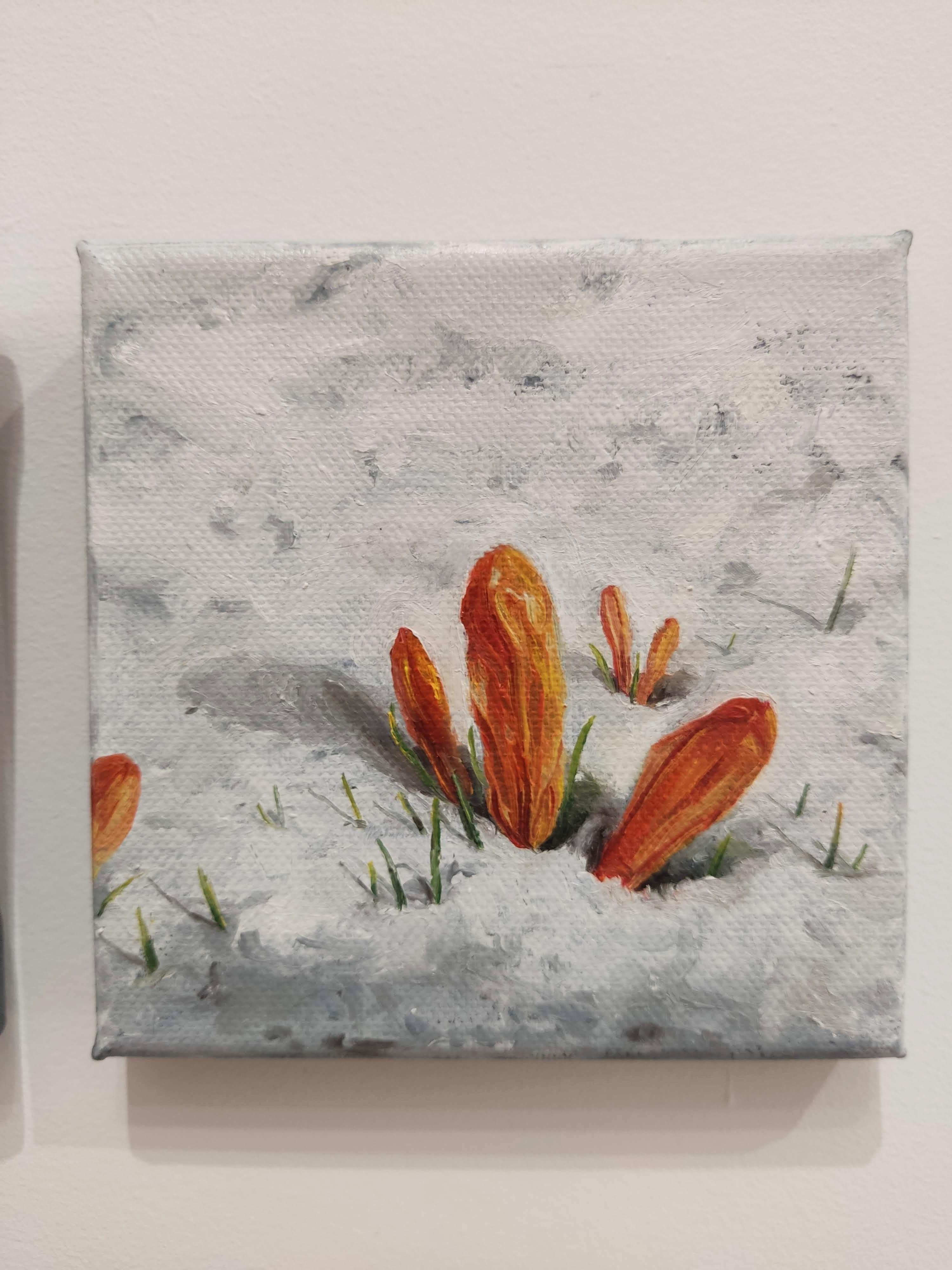 Tríptico, Óleo sobre lienzo, Paisaje contemporáneo, Nieve, Naturaleza - Painting de Deniz Bayav