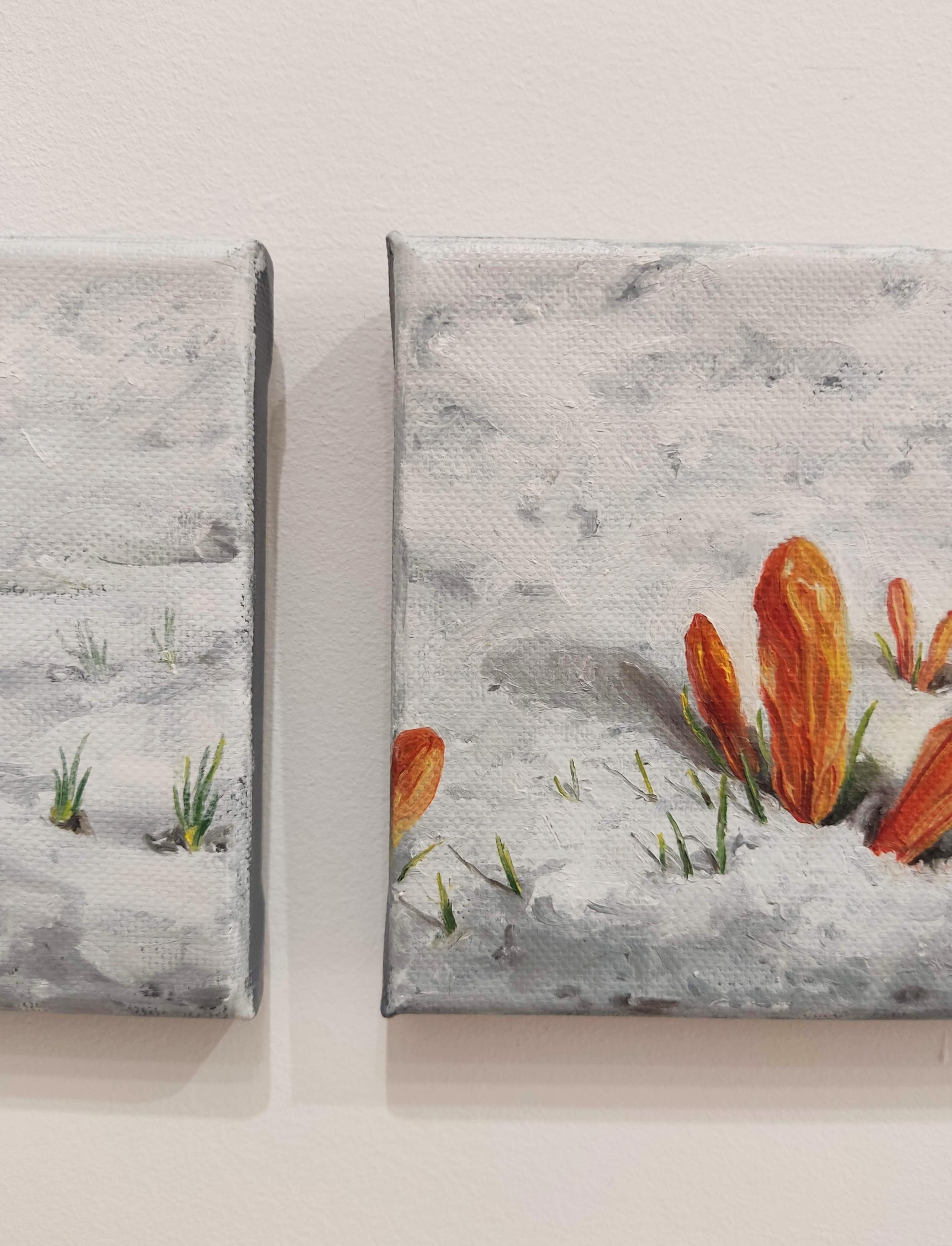 Tríptico, Óleo sobre lienzo, Paisaje contemporáneo, Nieve, Naturaleza en venta 1