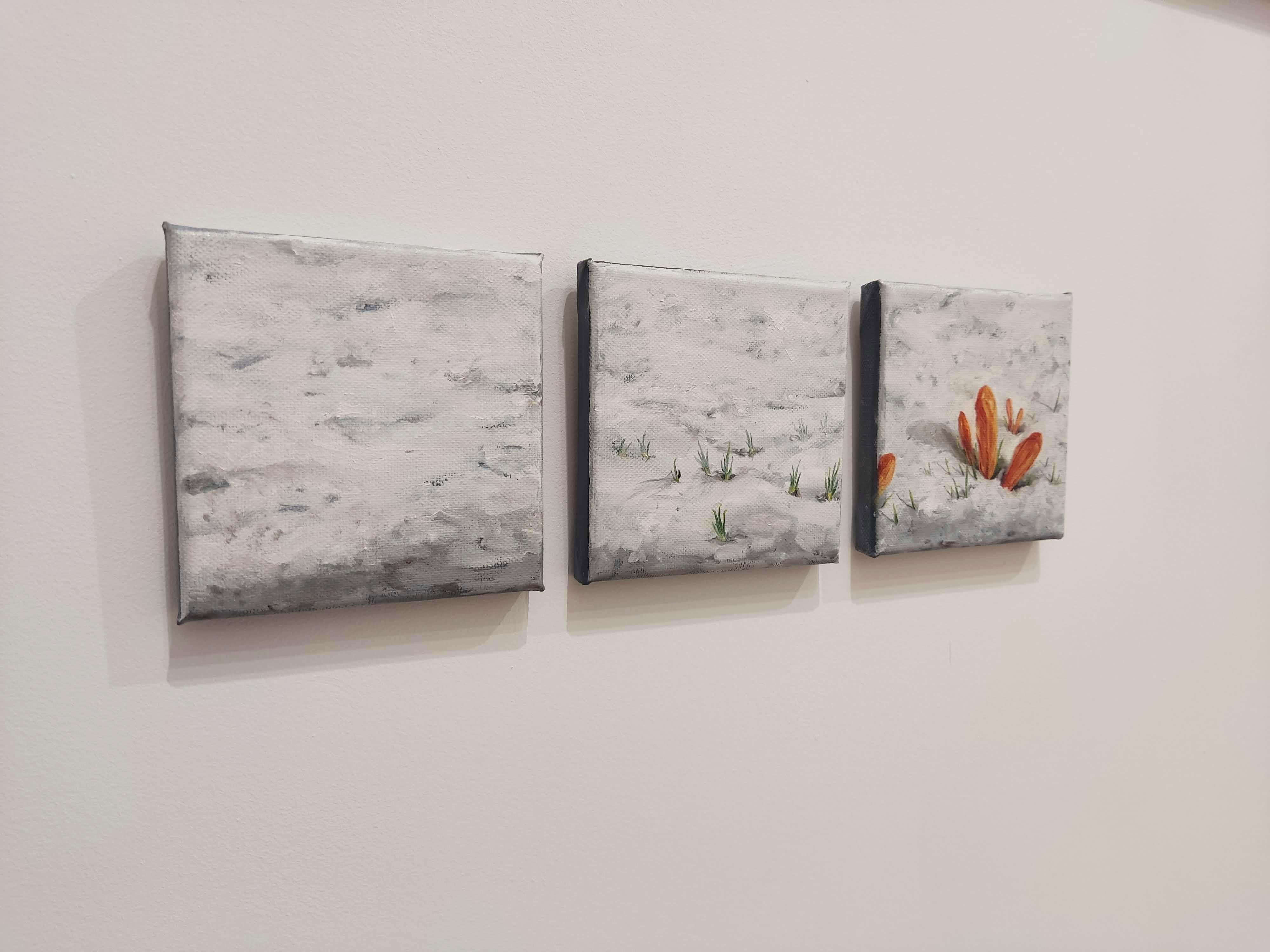 Tríptico, Óleo sobre lienzo, Paisaje contemporáneo, Nieve, Naturaleza en venta 2