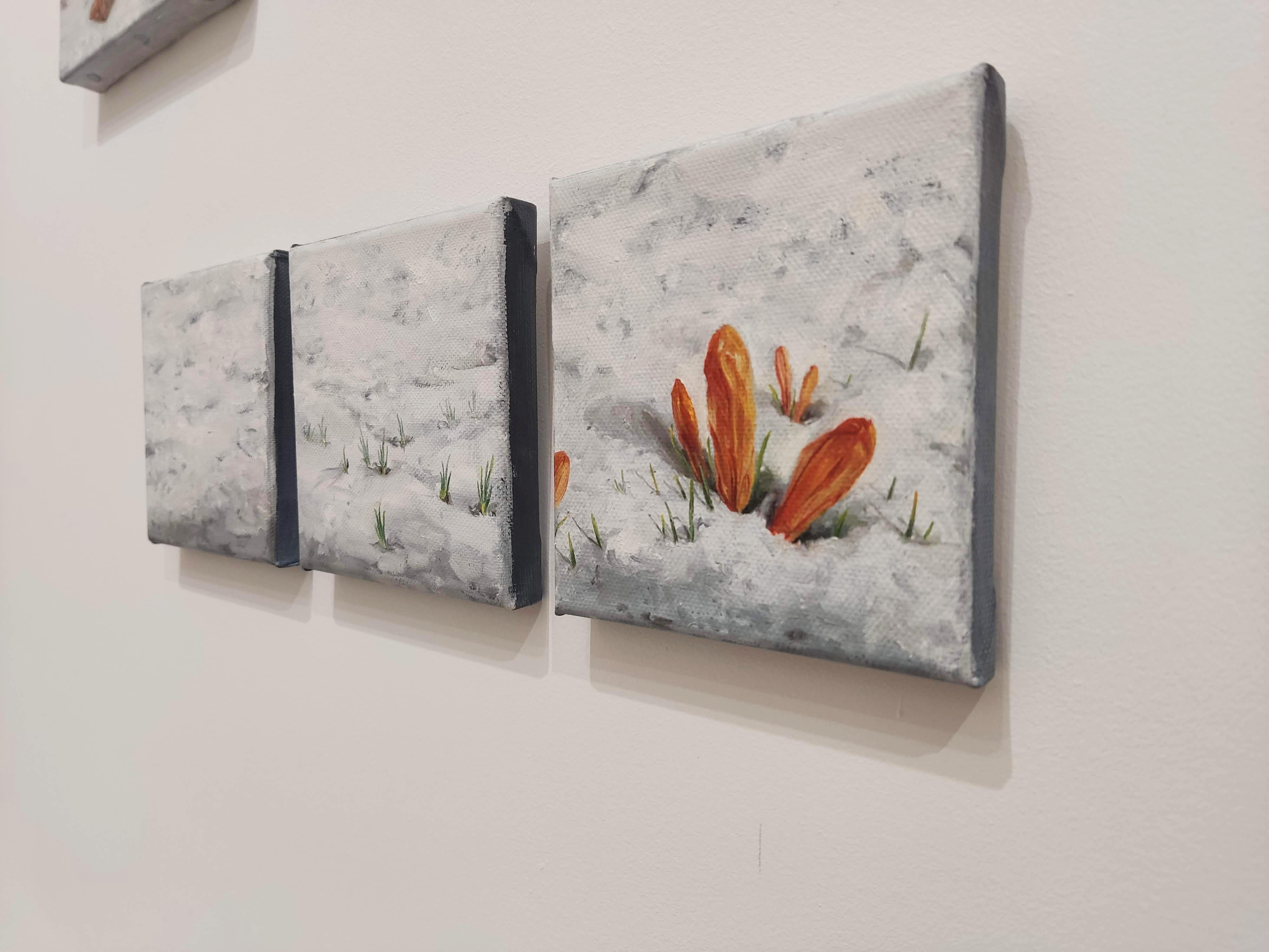 Tríptico, Óleo sobre lienzo, Paisaje contemporáneo, Nieve, Naturaleza en venta 3