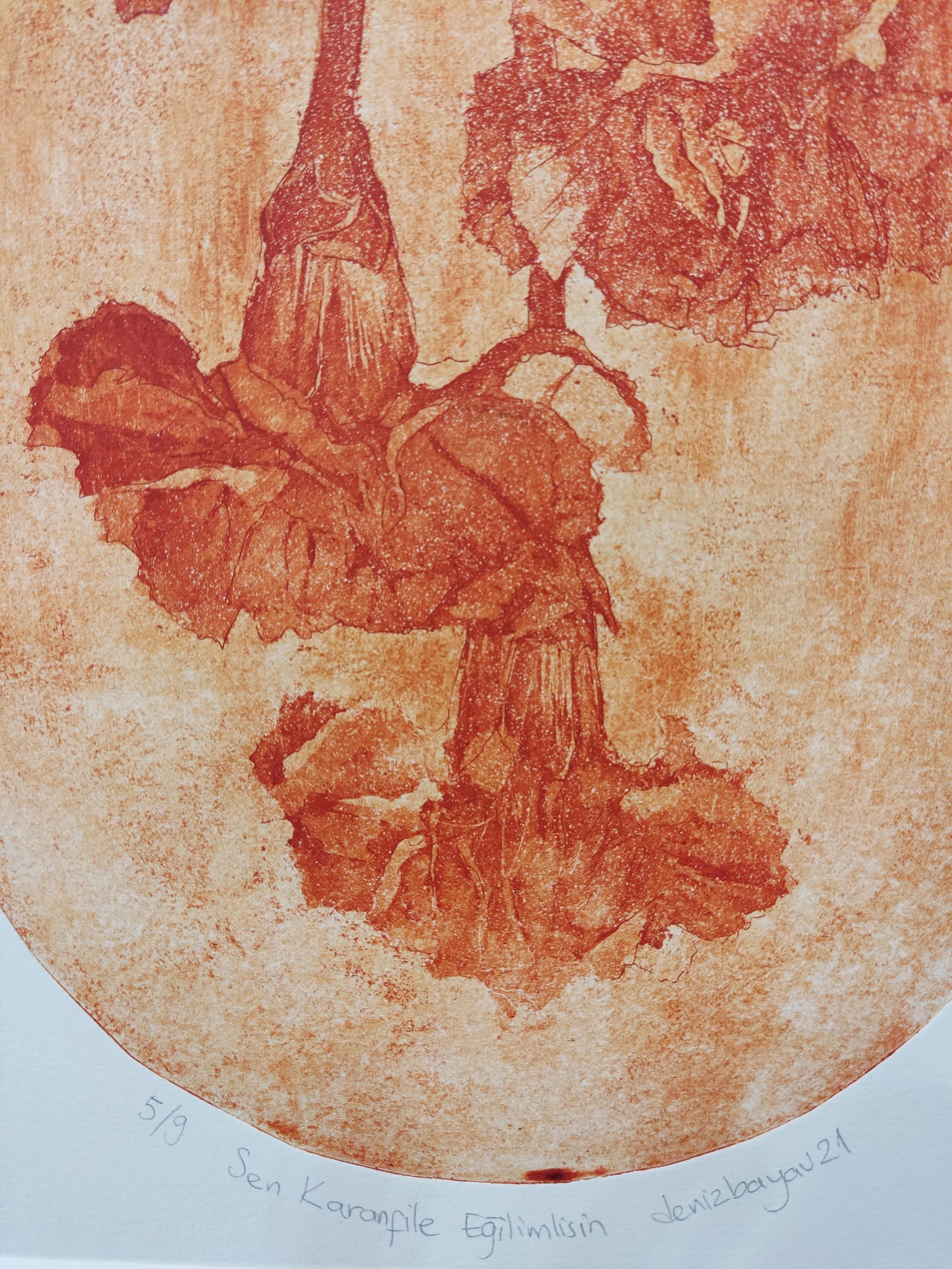 Acquaforte originale contemporanea, Rose, Fiori - Print di Deniz Bayav