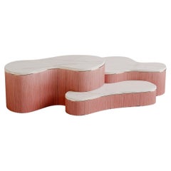 Denizli Coffee Table - Wonatti Fringes body top in Estremoz White Marble