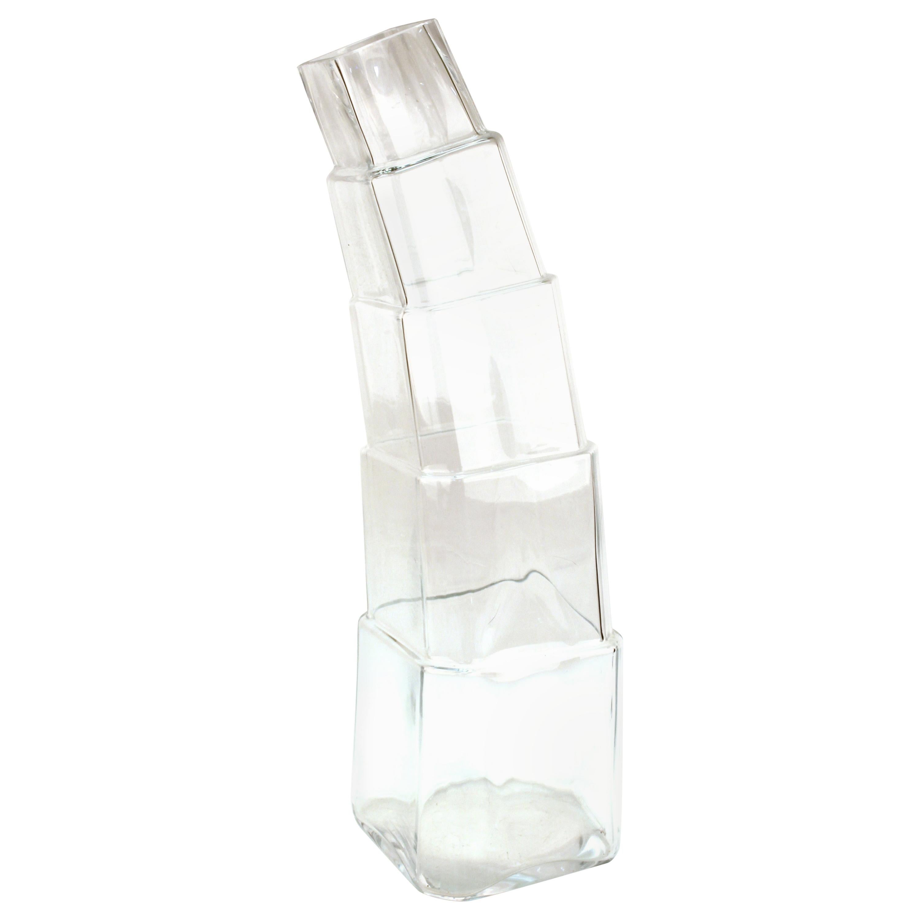 Denizli Modern Stacked Leaning Glass Vase For Sale