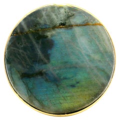 Dänemark 14k Gelbgold Runder Cabochon-Schliff Labradorit Großer Cocktail-Ring