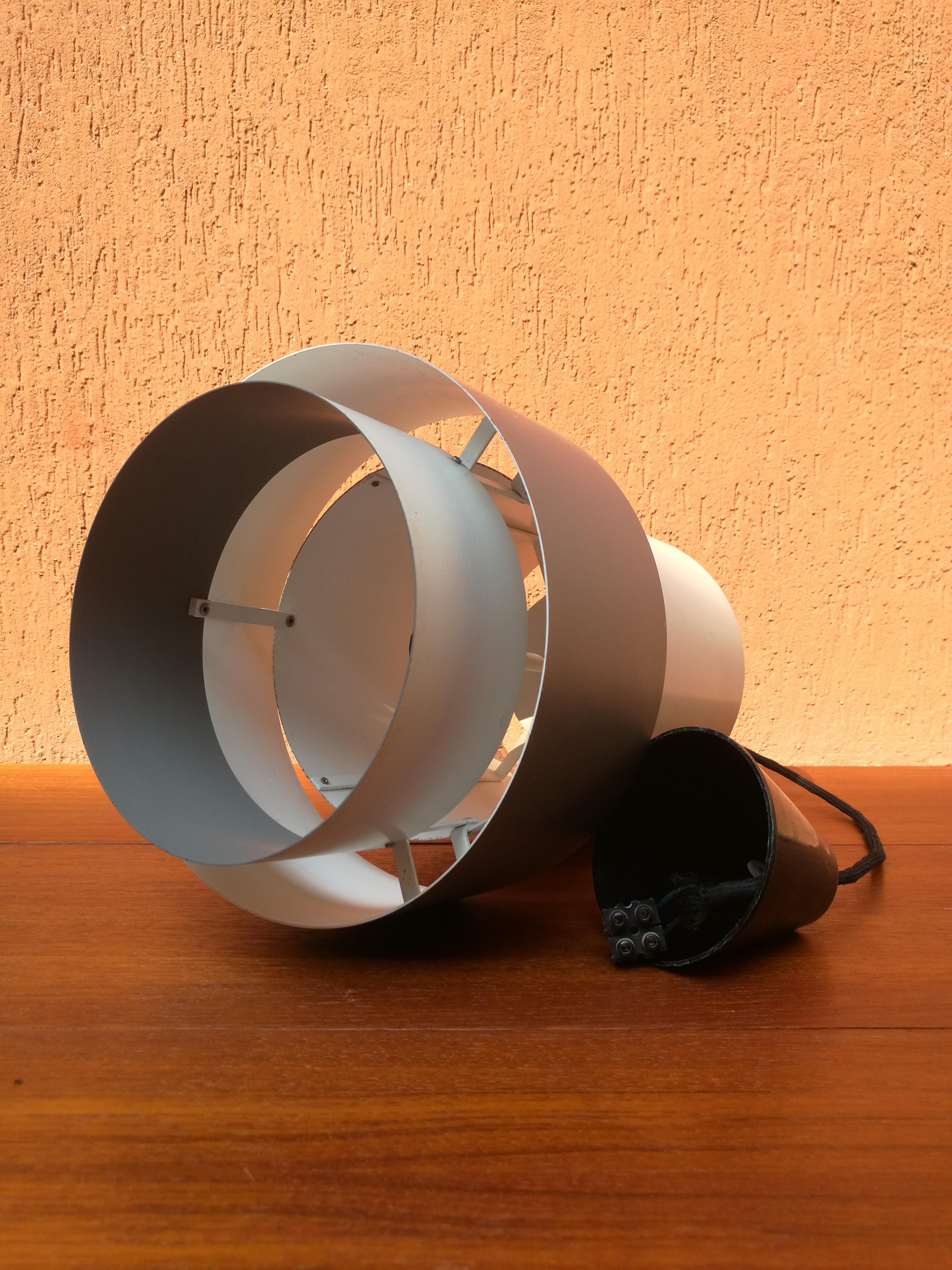 Denmark Ceiling Lamp by Jo Hammerborg, Fog and Mørup Metal White and Grey, 1960 In Excellent Condition In MIlano, IT