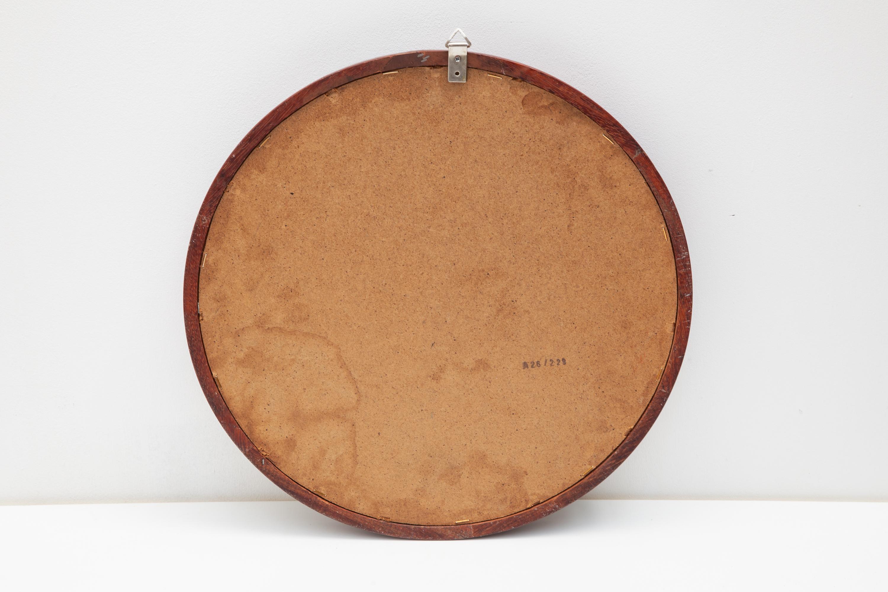 Hand-Crafted Teak Circular Mirror Made in Denmark