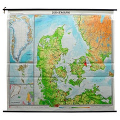 Danemark Groenland Îles Féroé l'Atlantique Nord Carte murale vintage