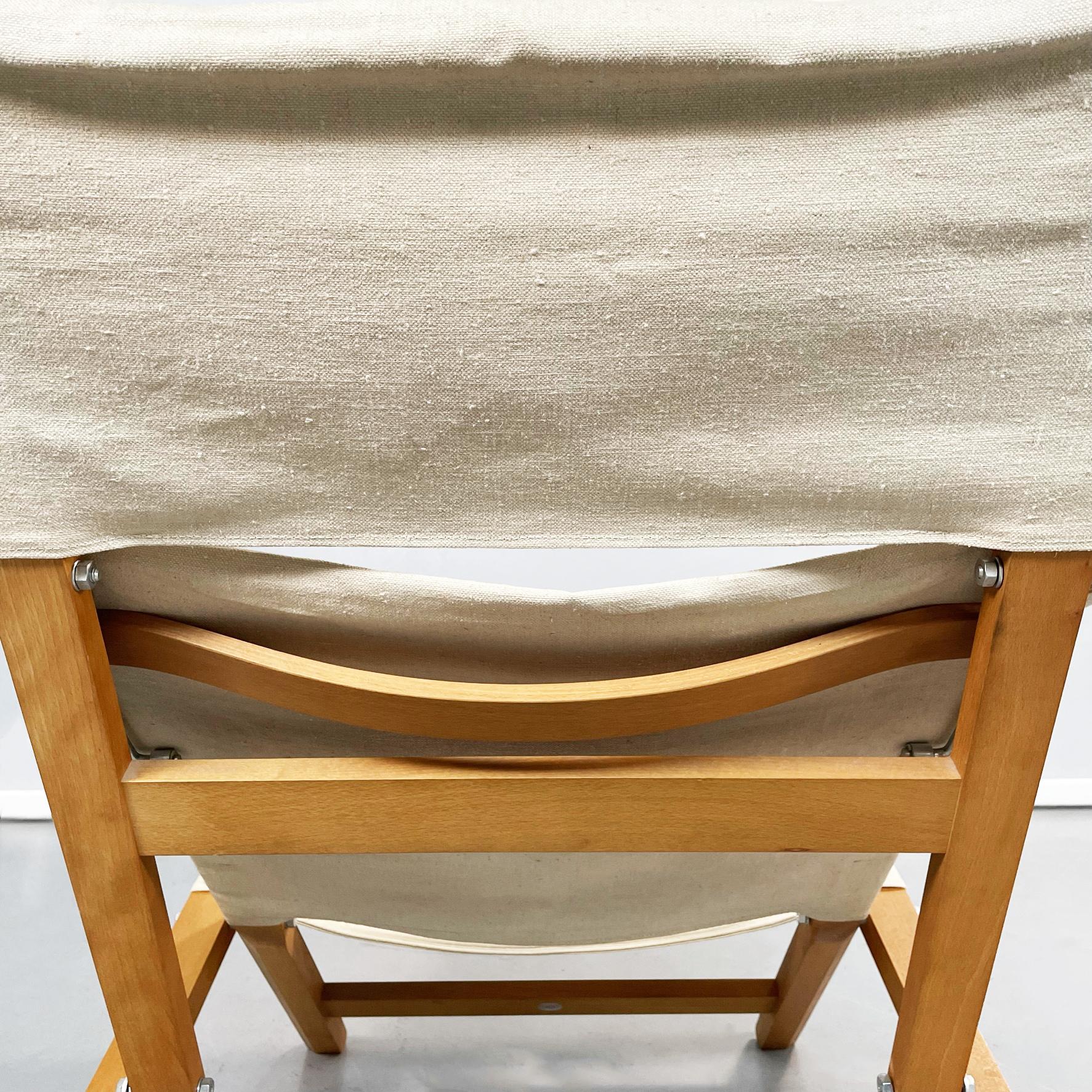 Denmark Mid-Century Folding Deck Chair in Wood and Cream Fabric by Cado, 1960s 5