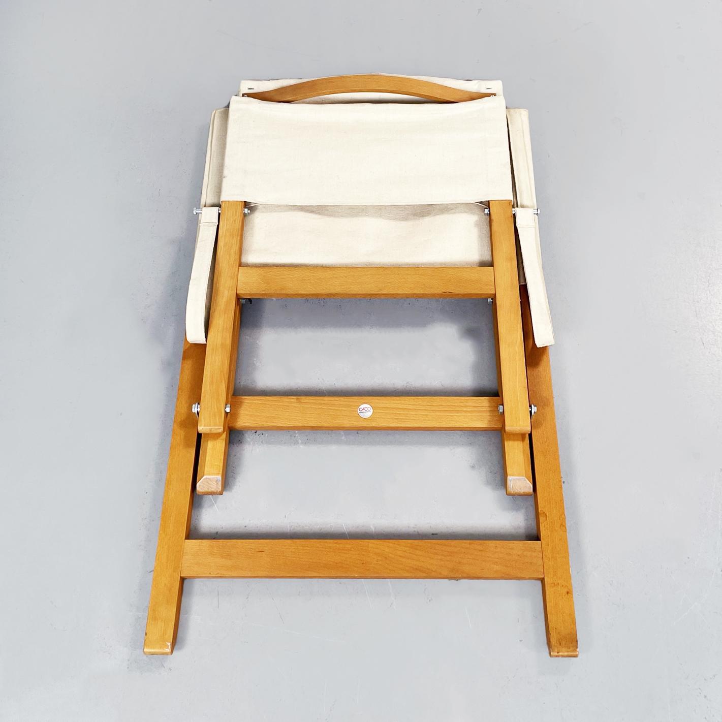 Denmark Mid-Century Folding Deck Chair in Wood and Cream Fabric by Cado, 1960s 9