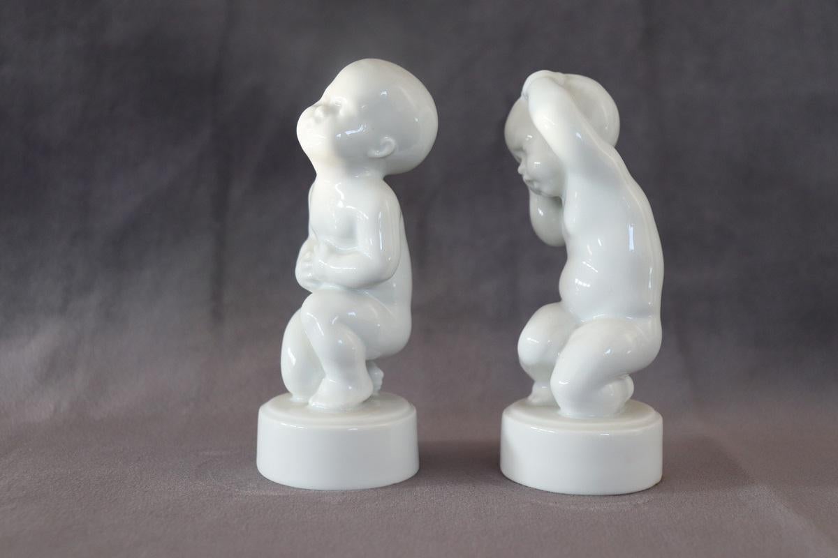 Denmark Porcelain Set of 2 Figurines Bing & Grondahl In Excellent Condition For Sale In Casale Monferrato, IT