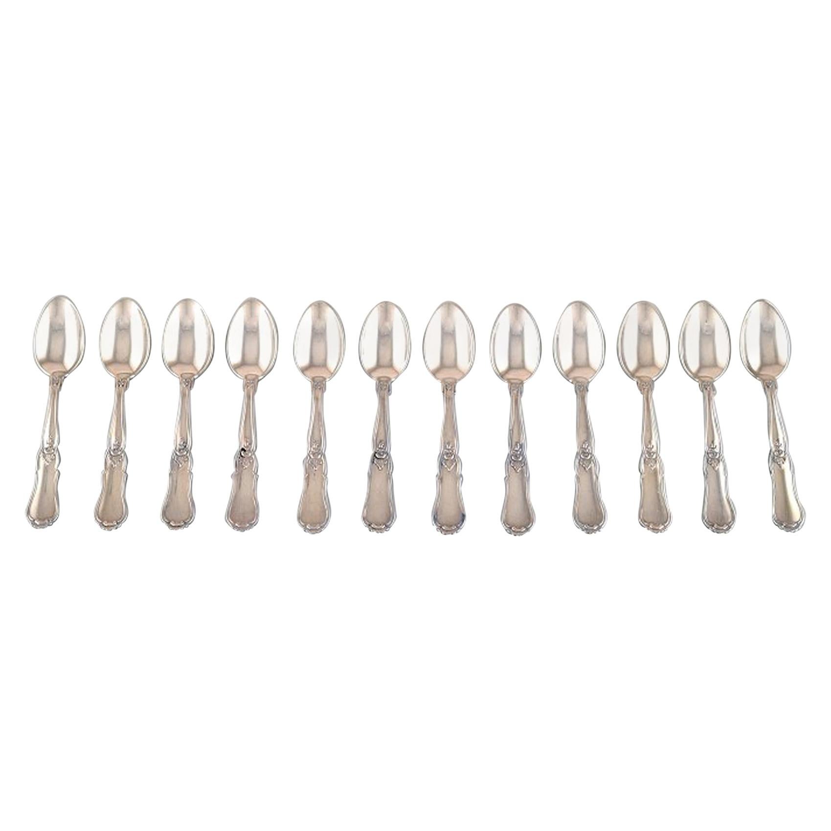 Denmark, Silver Cutlery, Tea Spoon, 12 Pieces