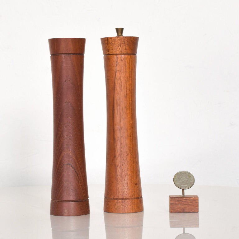 Denmark Slim Profile Salt Shaker Pepper Grinder Set in Teak Wood at 1stDibs