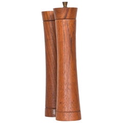 Retro Denmark Slim Profile Salt Shaker Pepper Grinder Set in Teak Wood