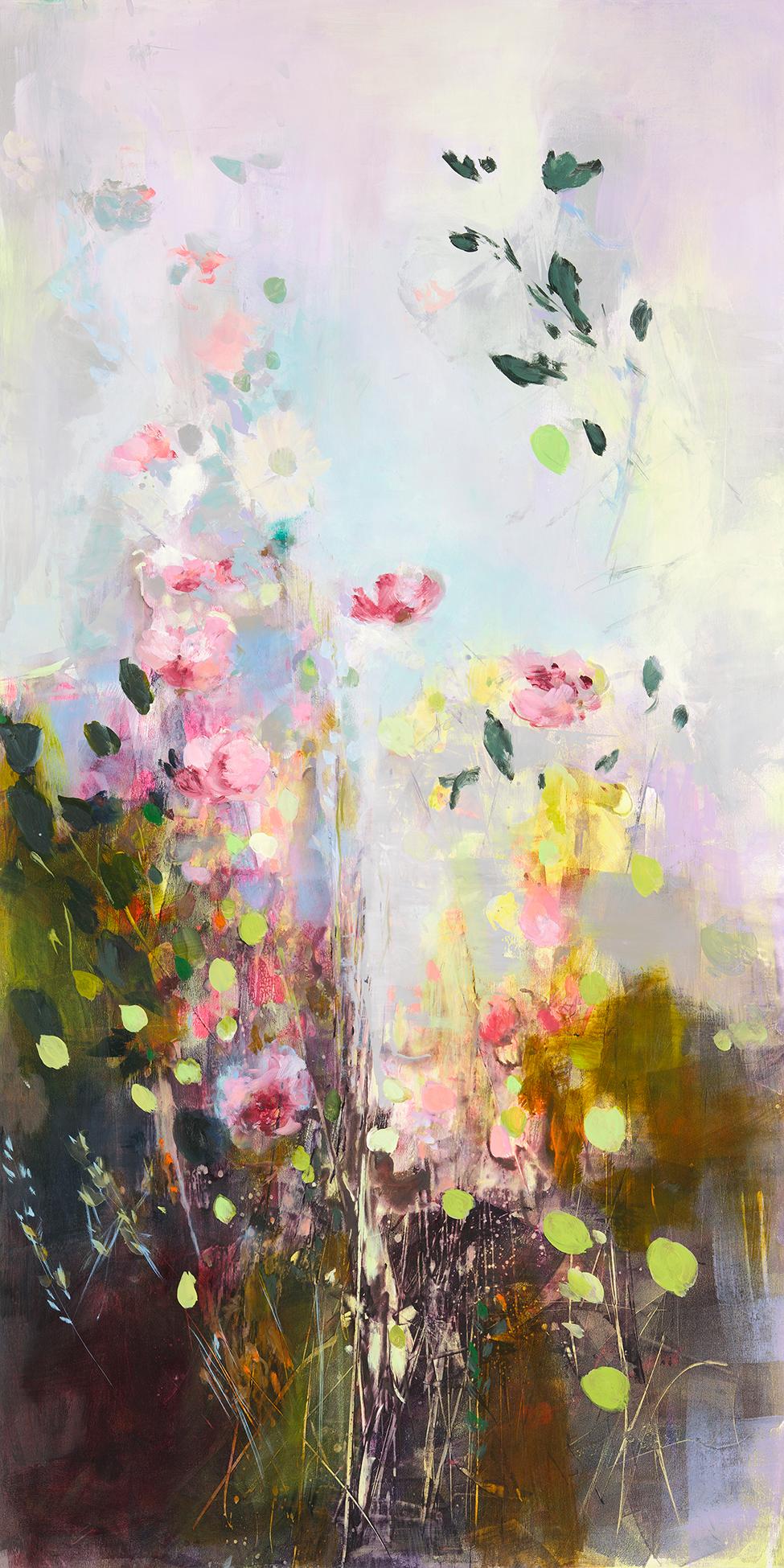 Denna Erickson Still-Life Painting - A Passing Glimpse - Abstract Romantic Floral Botanical Still Life Oil Painting
