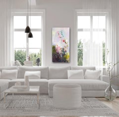 Momento nel tempo - Dipinto a olio astratto, romantico, floreale e botanico