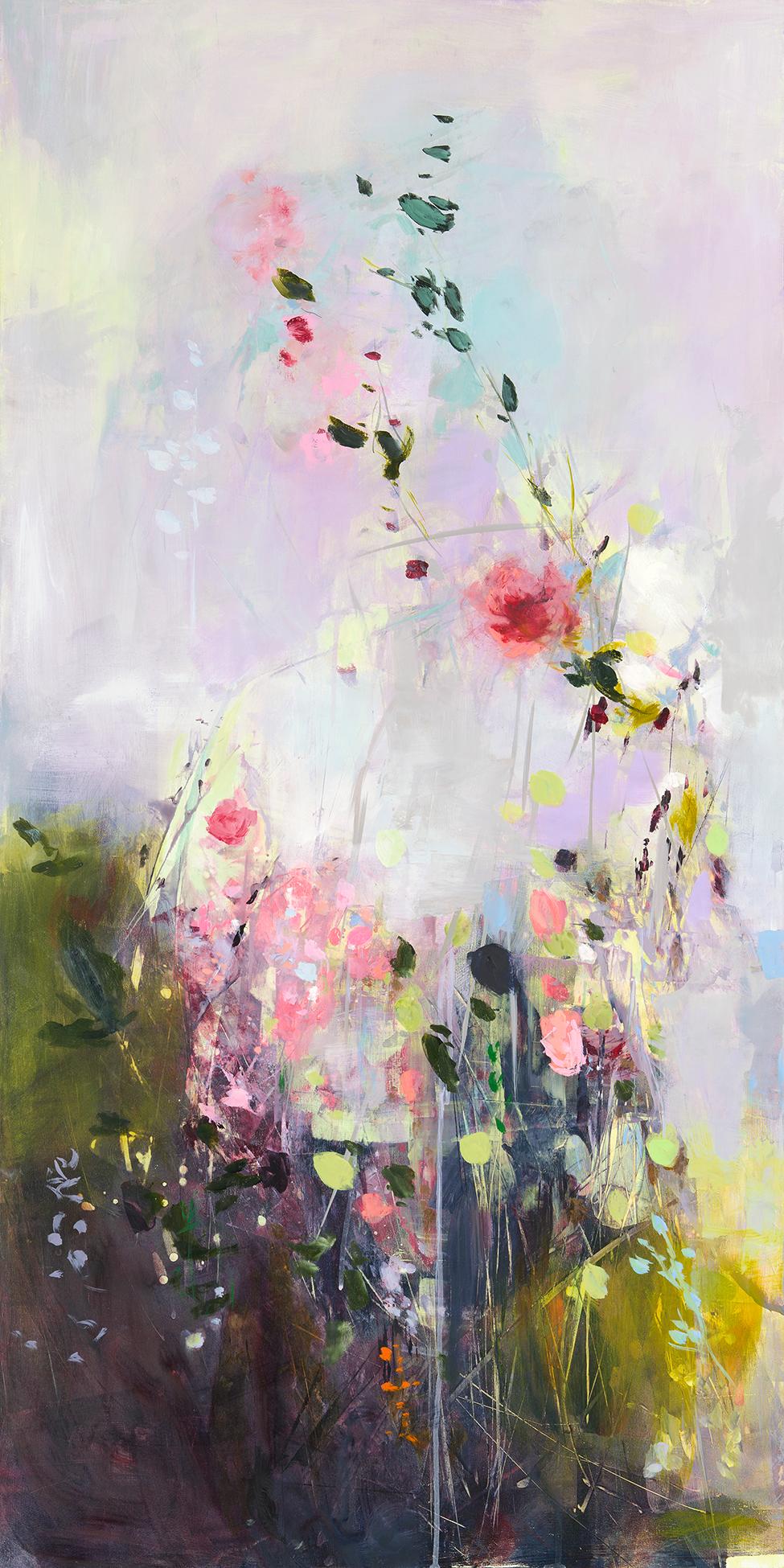 Moment in Time - Abstract Romantic Floral Botanical Still Life Oil Painting