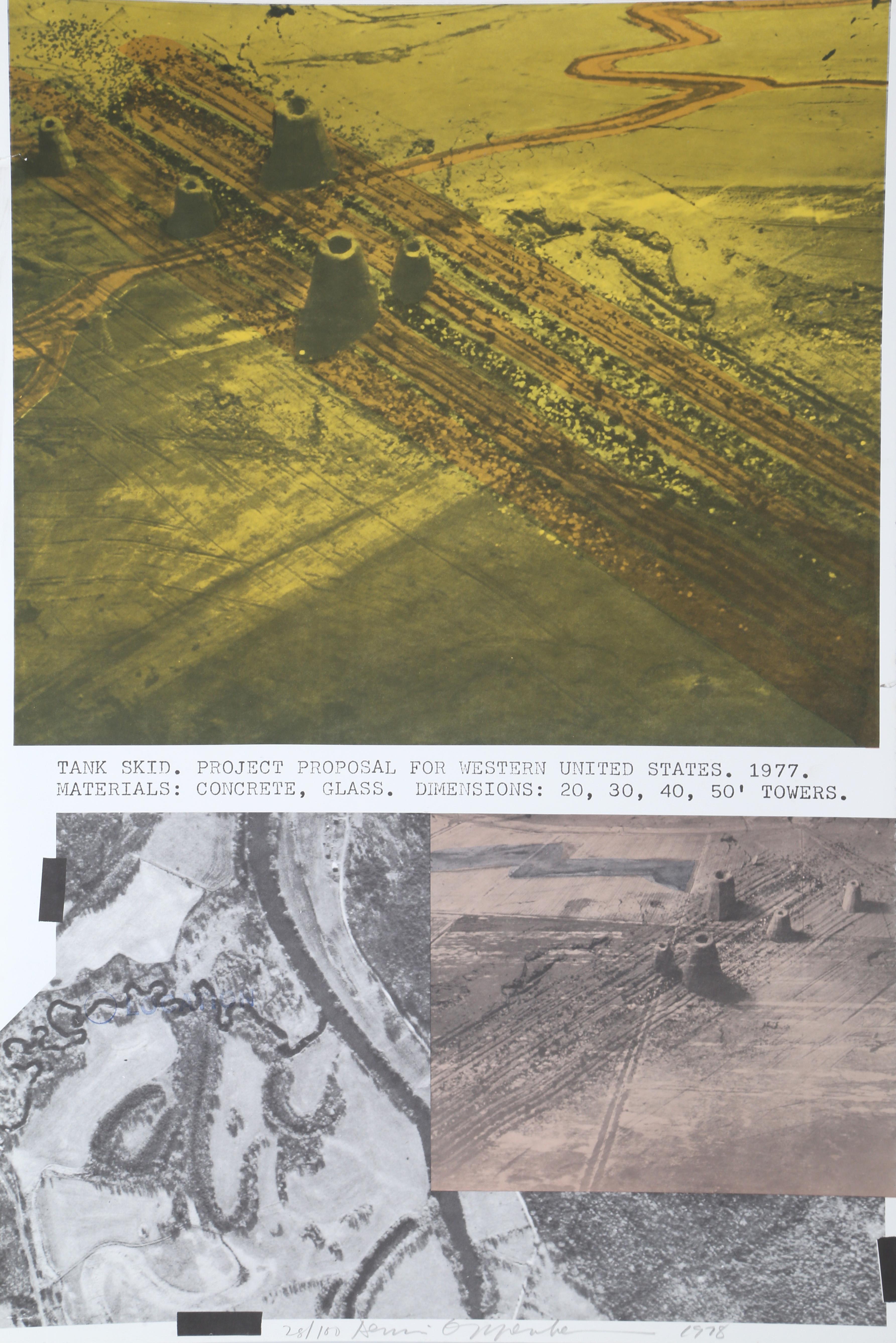 Dennis A. Oppenheim Landscape Print - "Tank Skid", 1978, Lithograph by Dennis Oppenheim