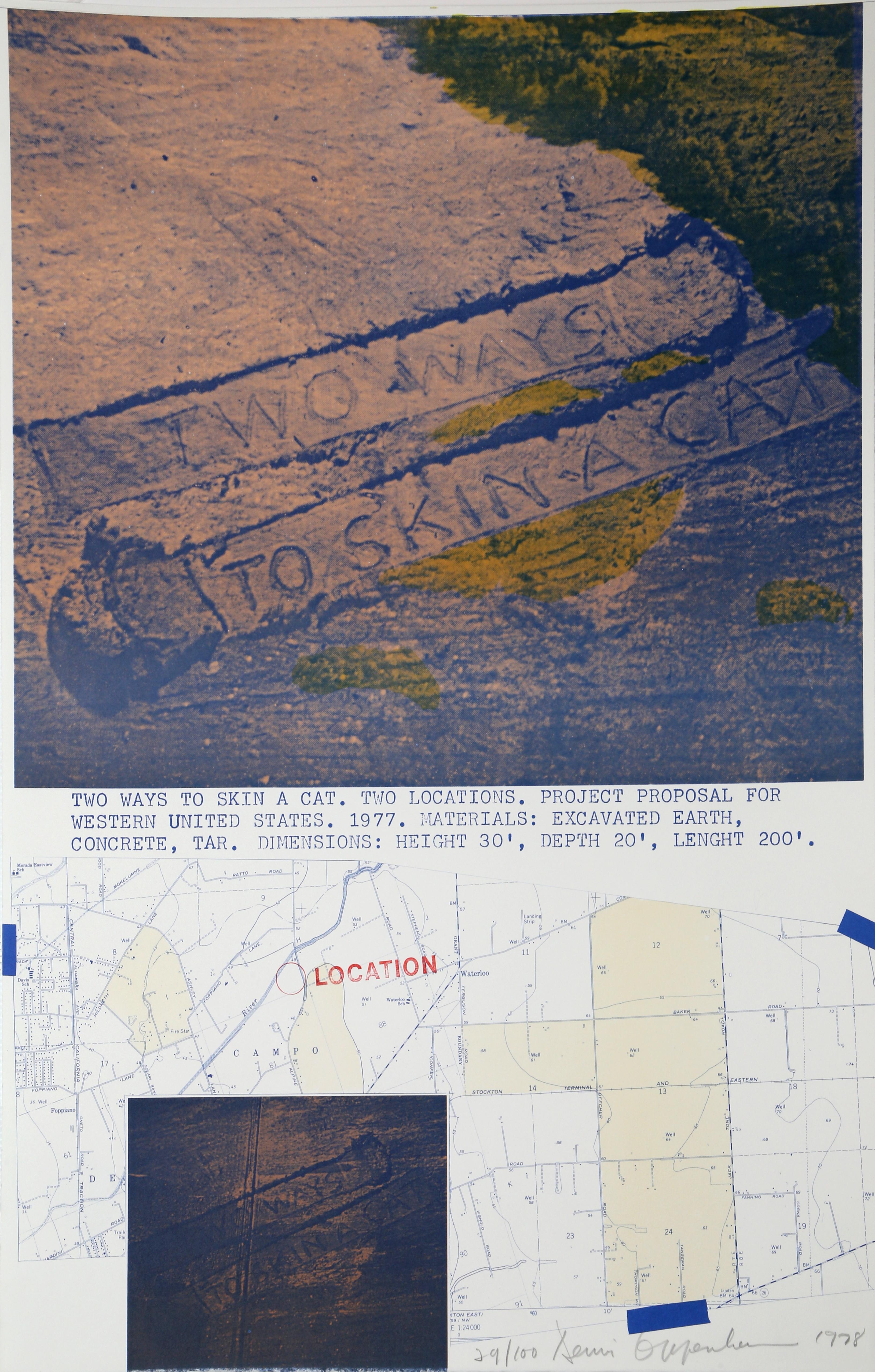 "Dos maneras de despellejar a un gato", 1978, litografía de Dennis A. Oppenheim