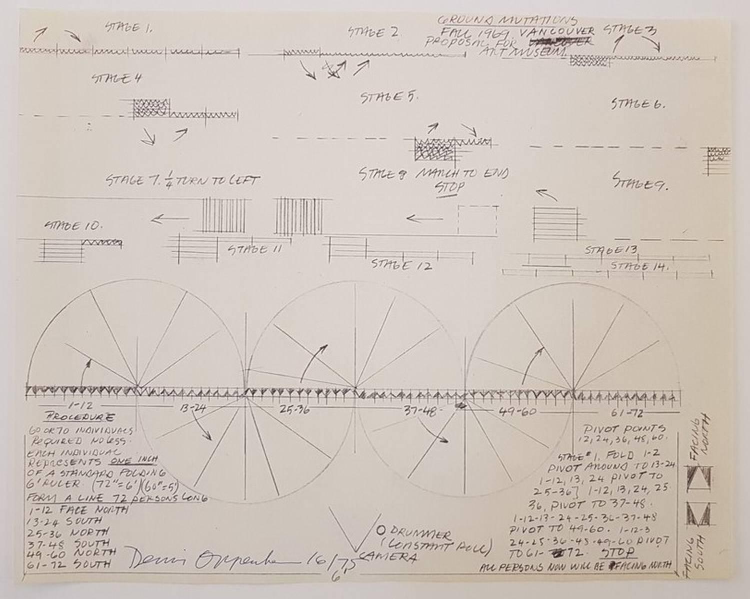 Konstruktionszeichnung III (konzeptionelle Kunst, Mechanik, Ingenieur, Maschinen) – Print von Dennis A. Oppenheim