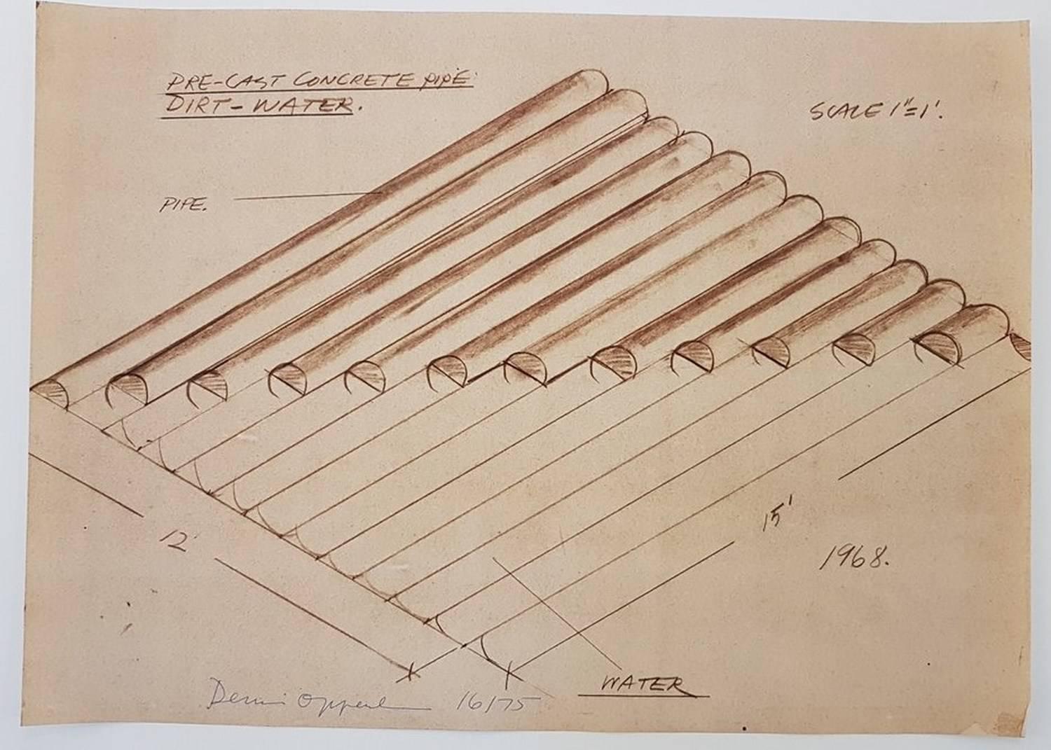 Construction Drawing V (Conceptual Art, Mechanical, Engineer, Machine) - Print by Dennis A. Oppenheim