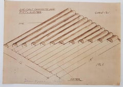 Vintage Construction Drawing V (Conceptual Art, Mechanical, Engineer, Machine)