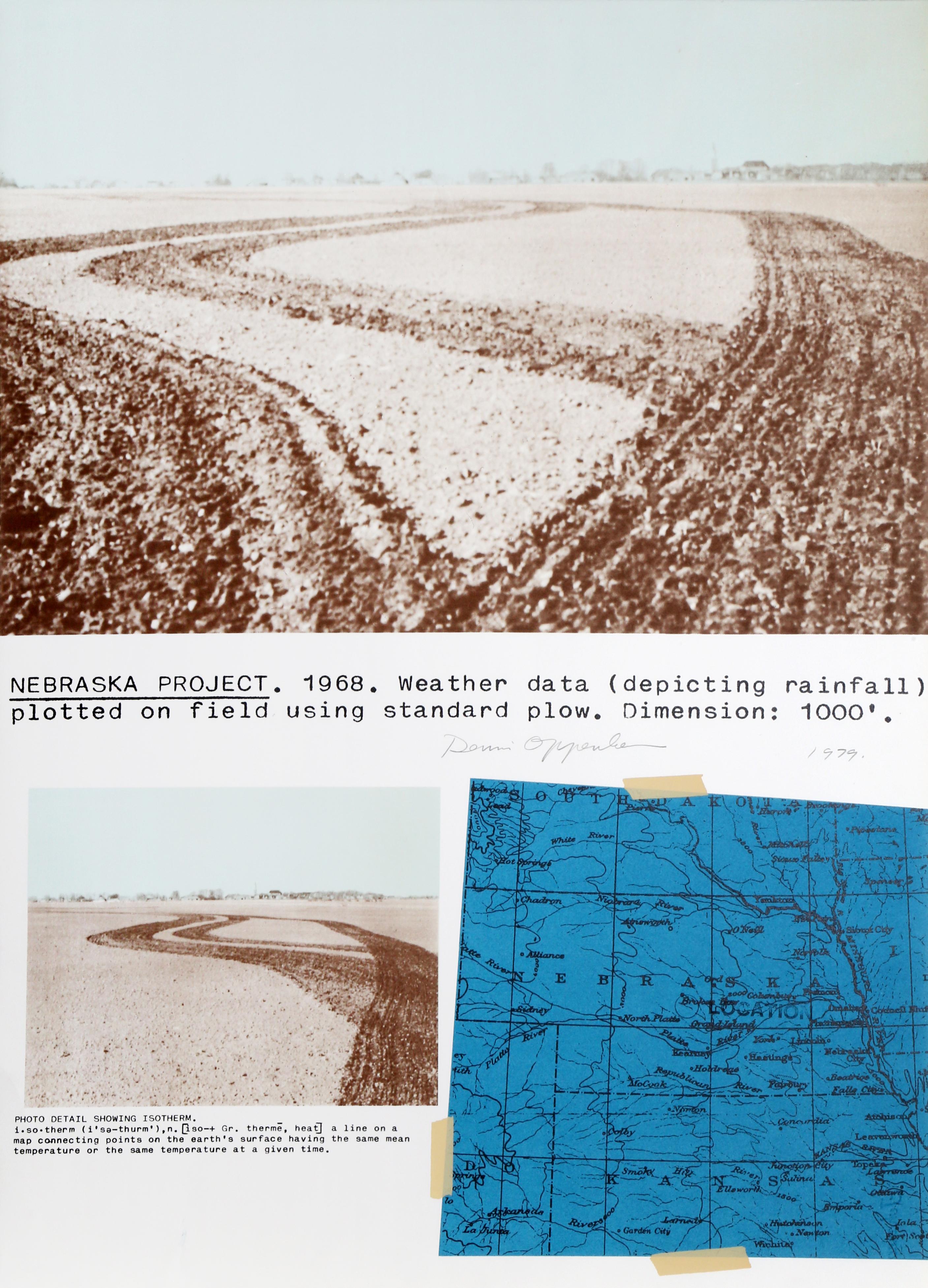 Dennis A. Oppenheim Landscape Print - Nebraska Project, Lithograph by Dennis Oppenheim 1979