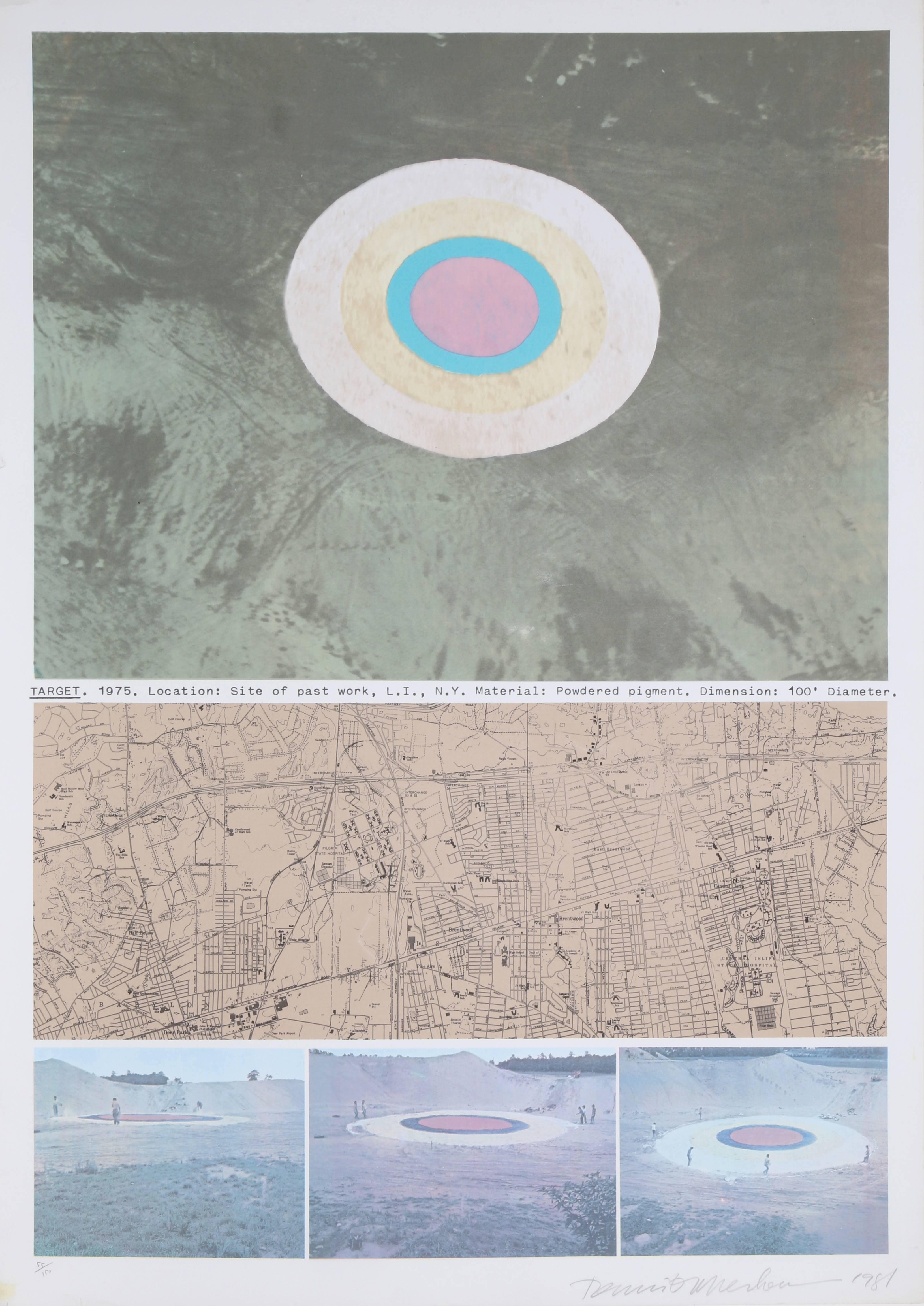 Dennis A. Oppenheim Abstract Print - Target, Conceptual Land Art Lithograph by Dennis Oppenheim