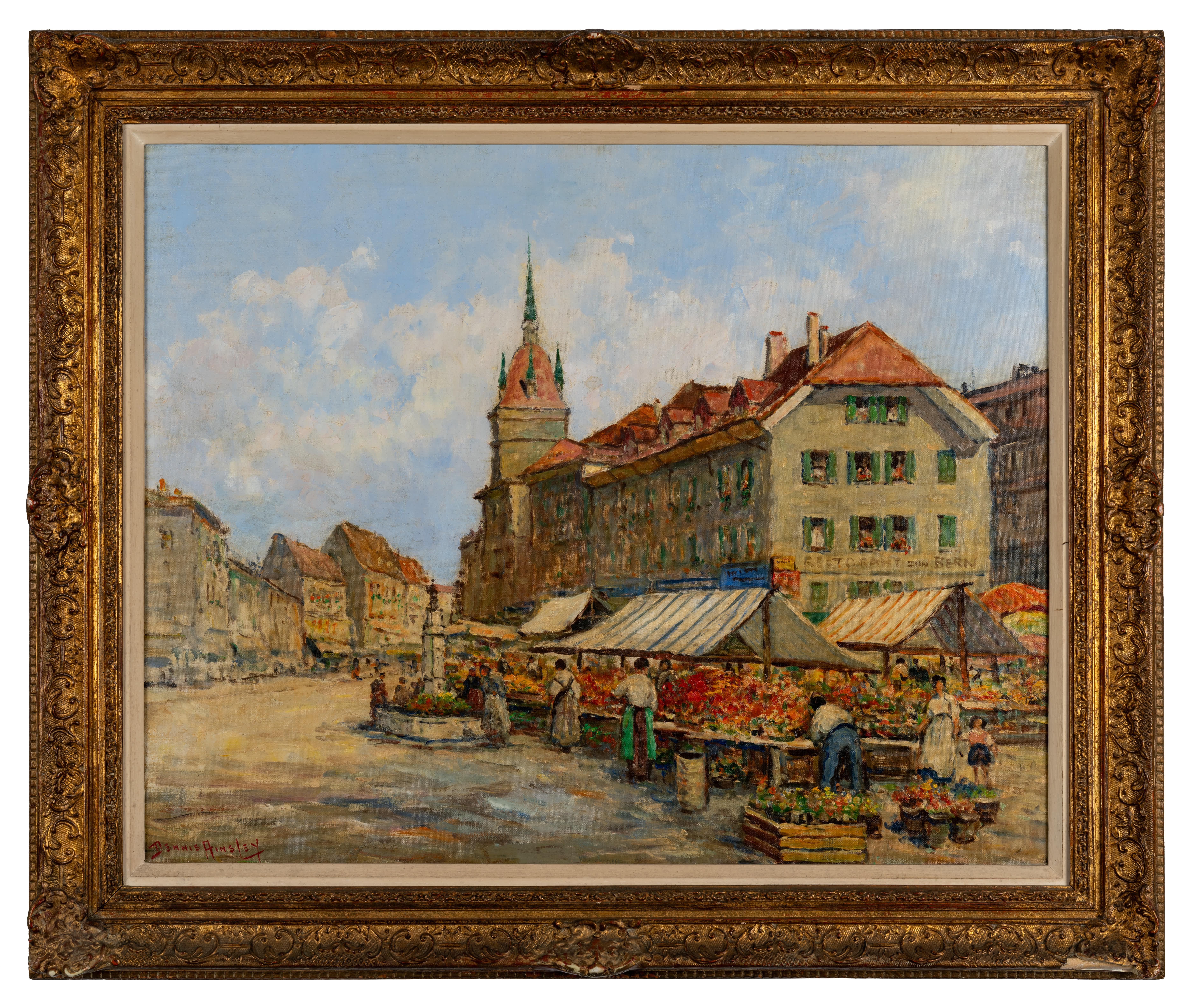 Dennis Ainsley Figurative Painting - Market Day