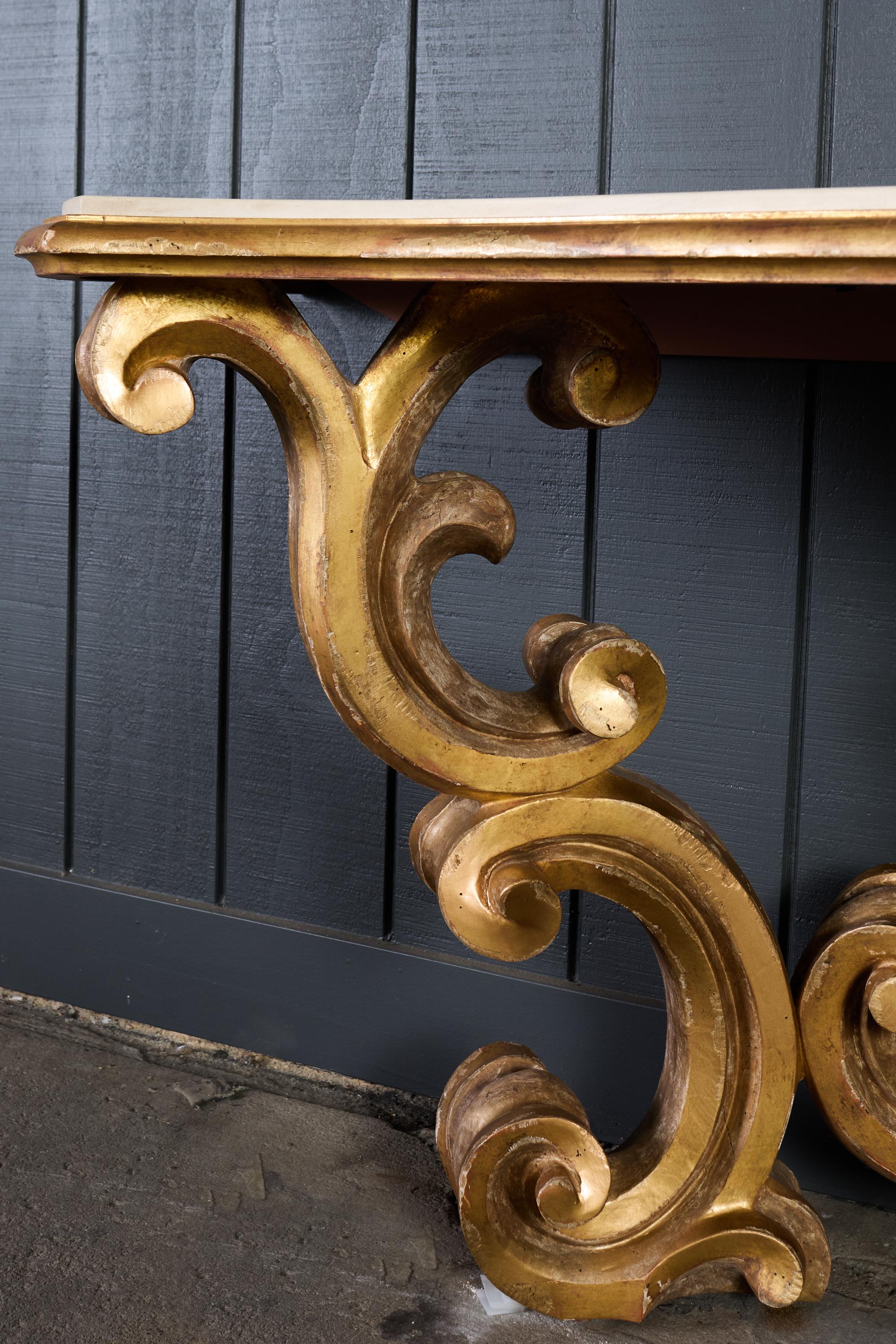 Dennis and Leen Baroque Console French Limestone Top For Sale 5