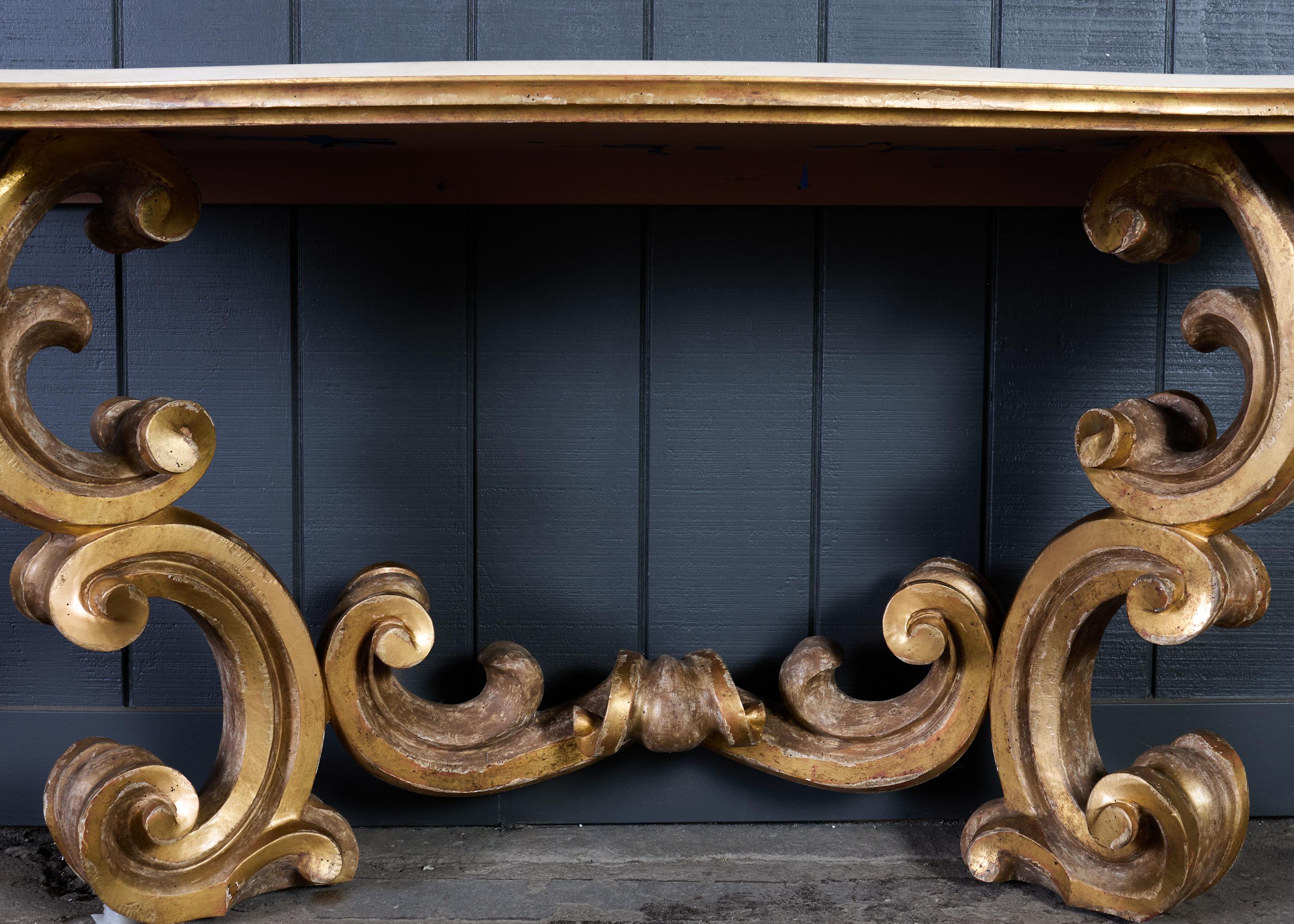 Dennis and Leen Baroque Console French Limestone Top For Sale 6