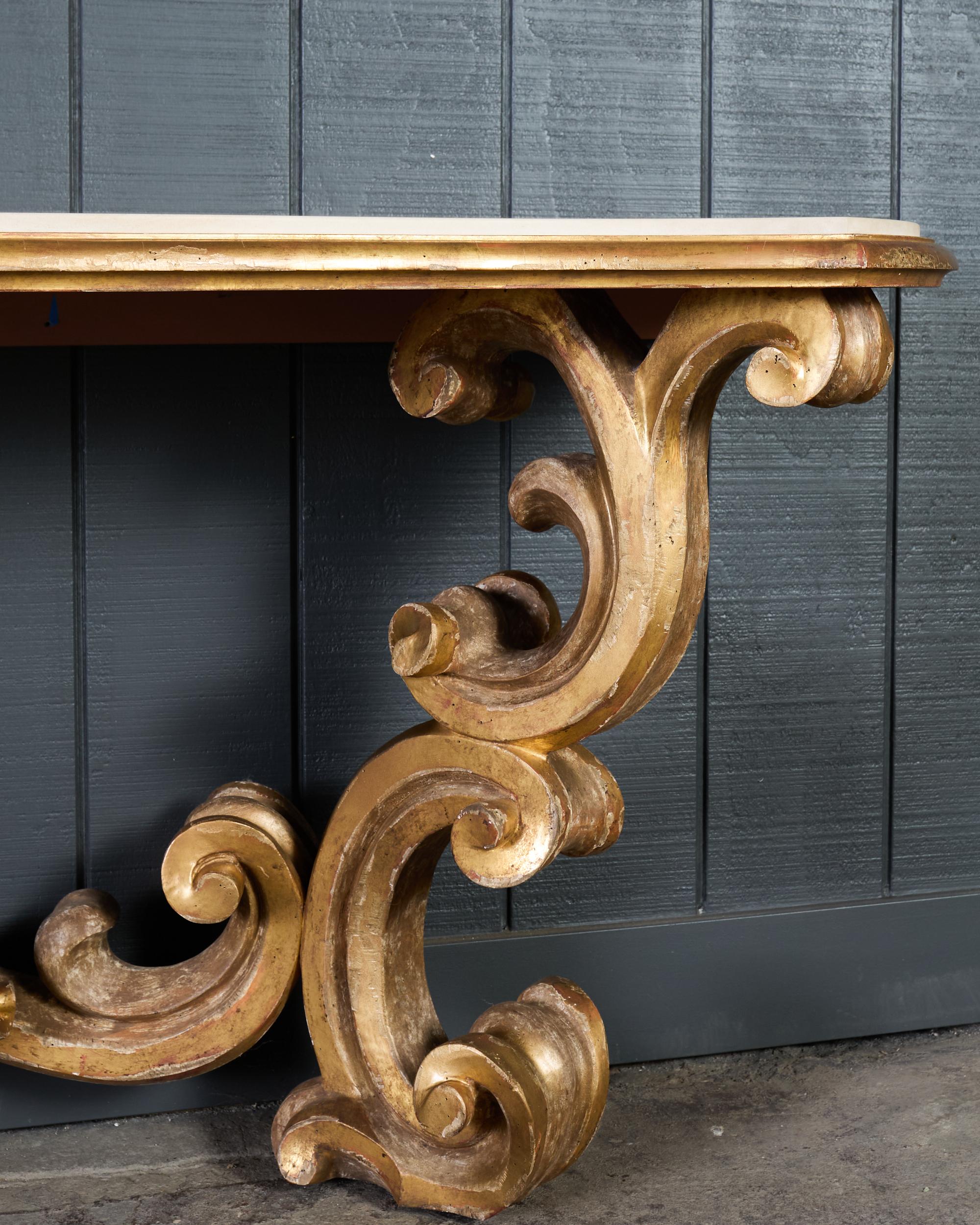 Dennis and Leen Baroque Console French Limestone Top For Sale 7