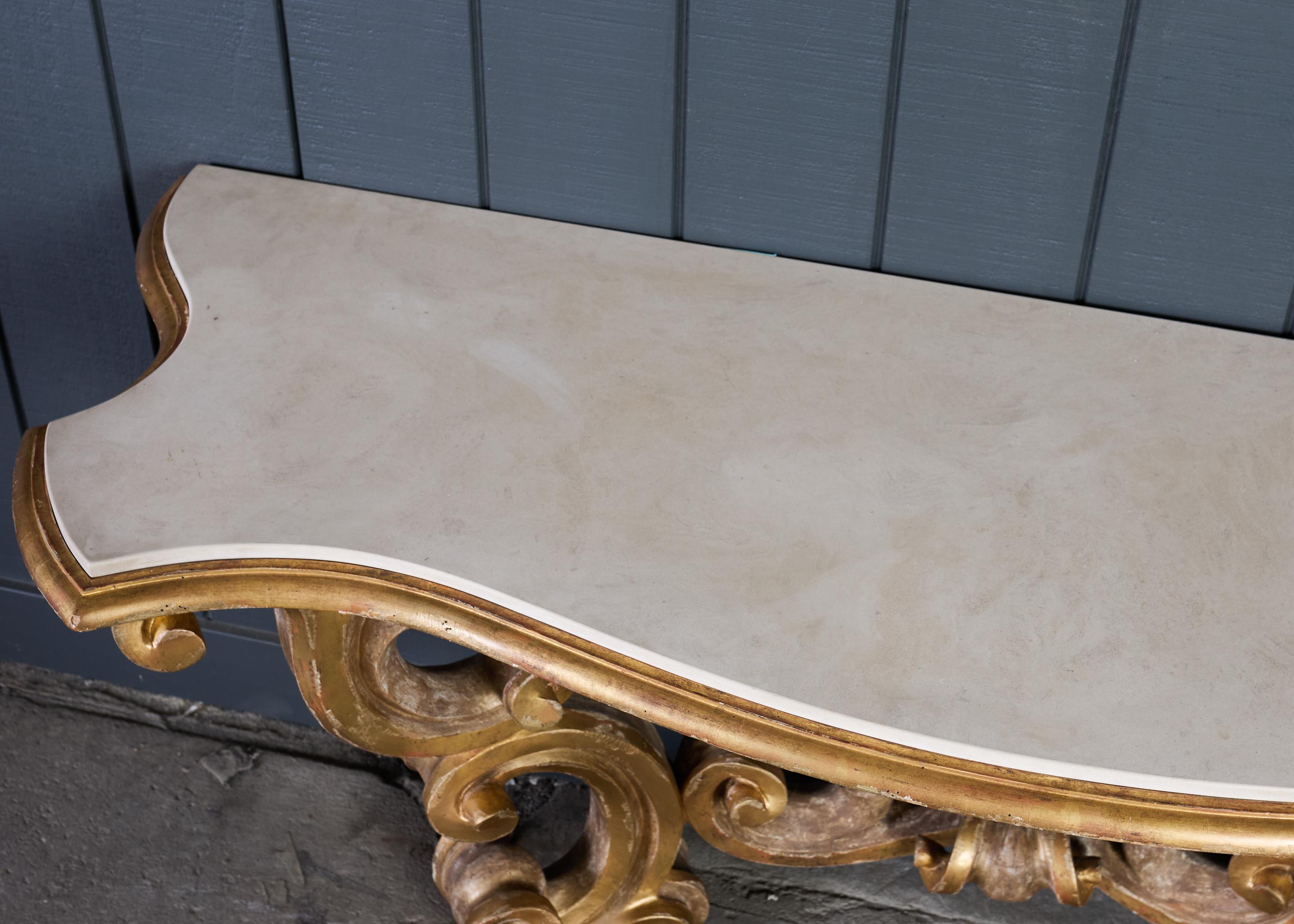 Dennis and Leen Baroque Console French Limestone Top For Sale 1