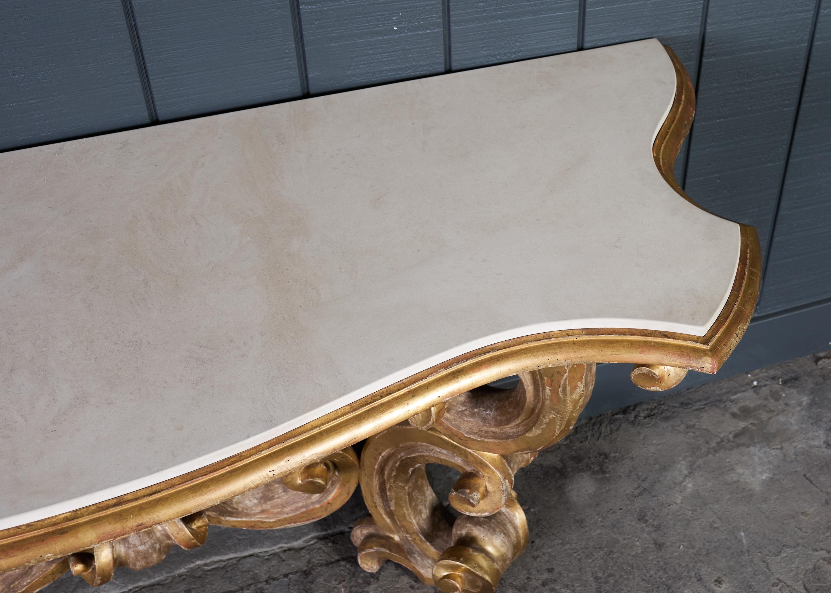 Dennis and Leen Baroque Console French Limestone Top For Sale 2