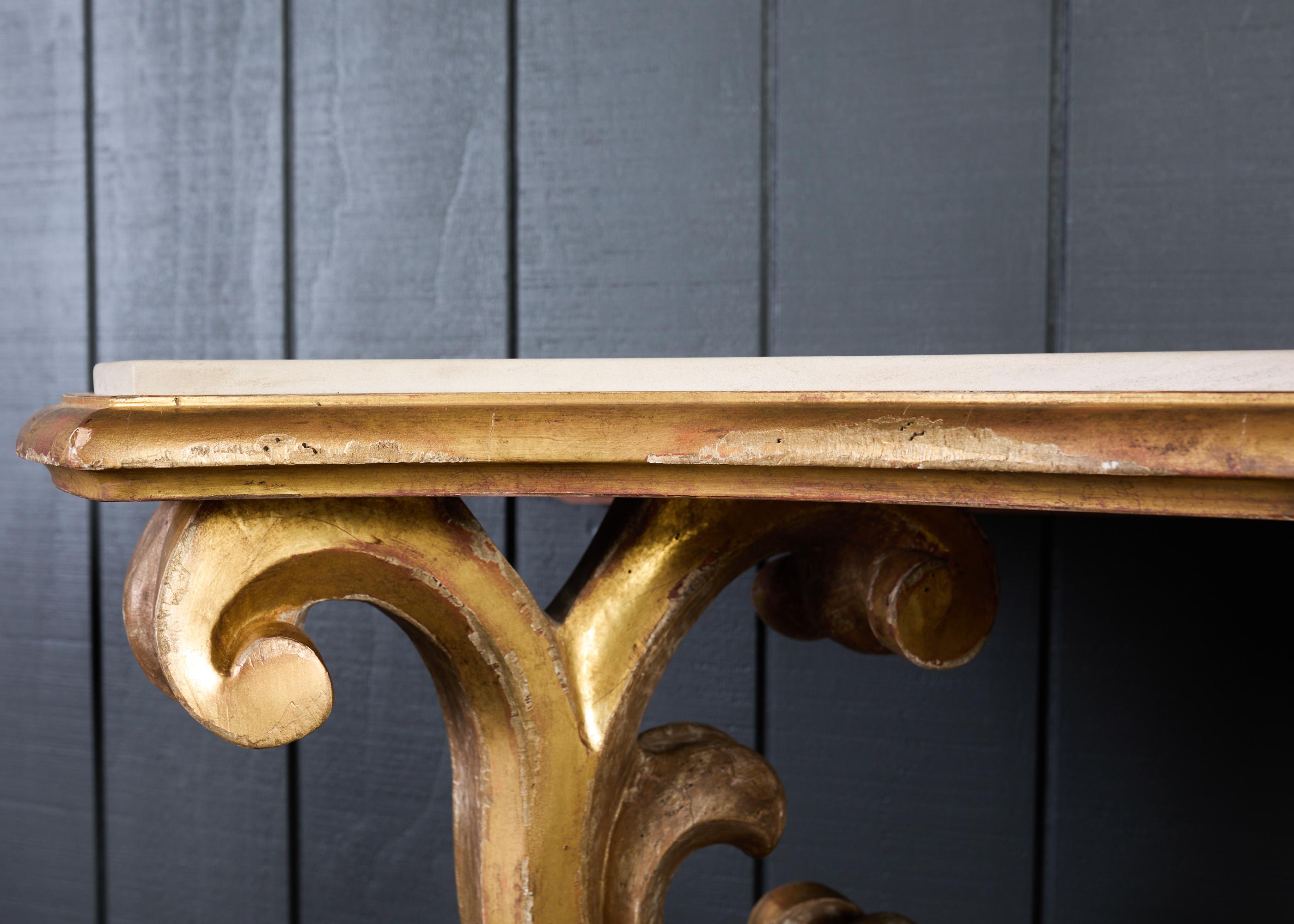 Dennis and Leen Baroque Console French Limestone Top For Sale 3