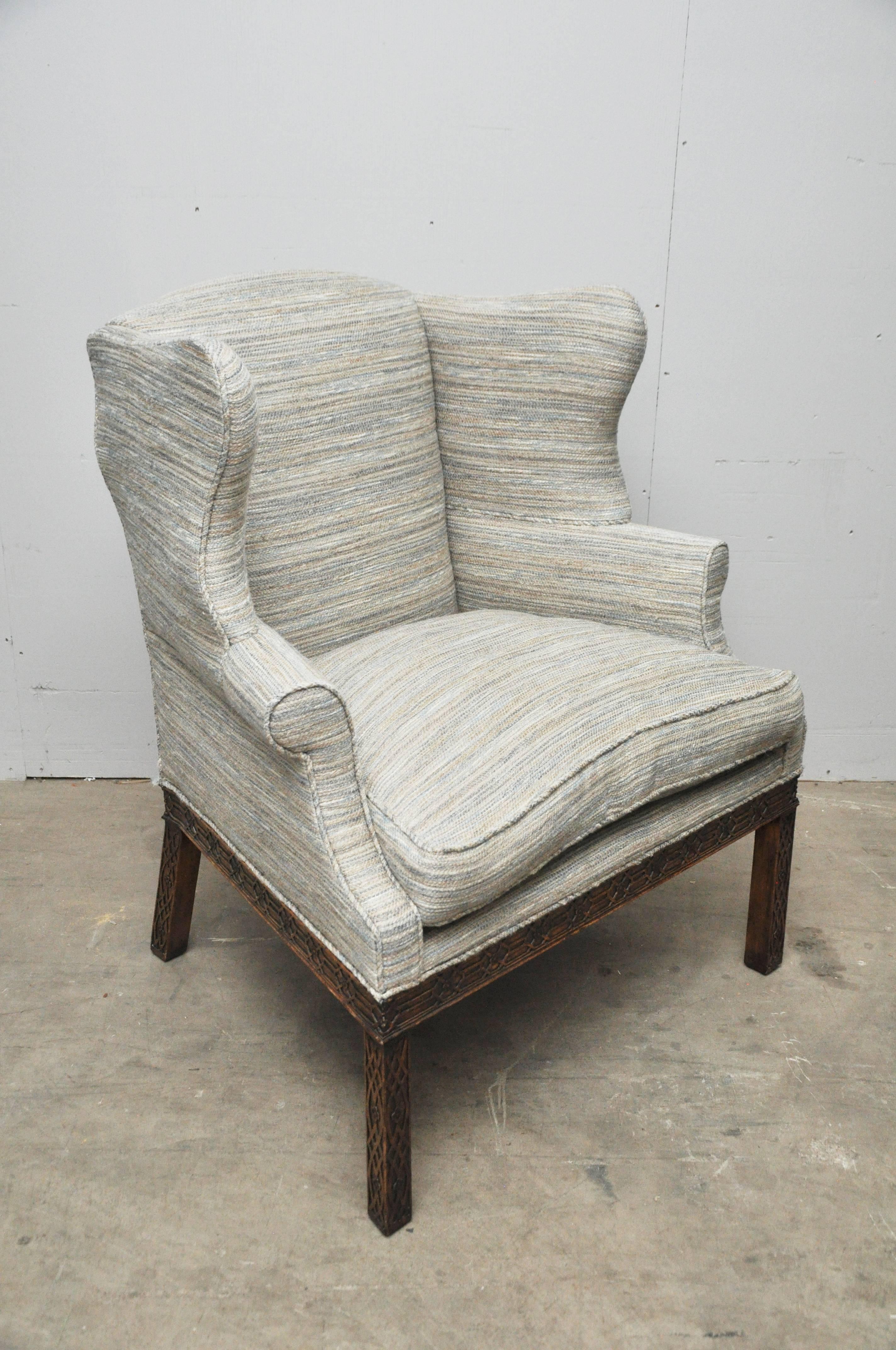American Dennis and Leen Carved Wing Chairs