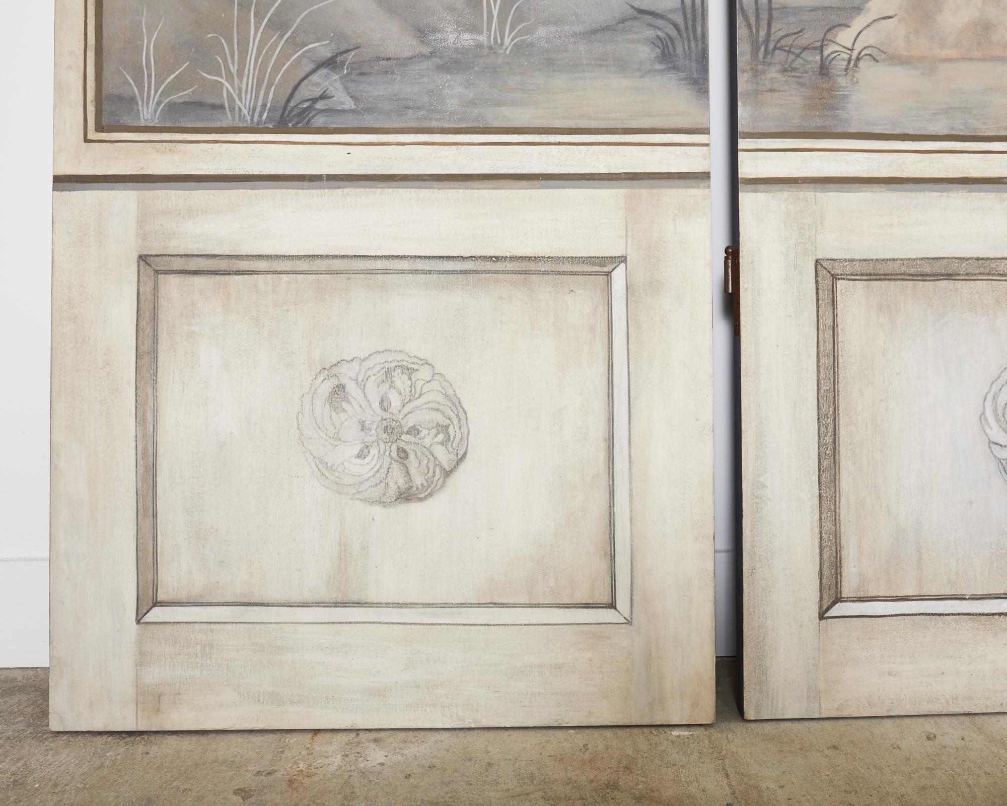 Dennis and Leen Eight Panel Screen Neoclassical Grisaille Landscape For Sale 4