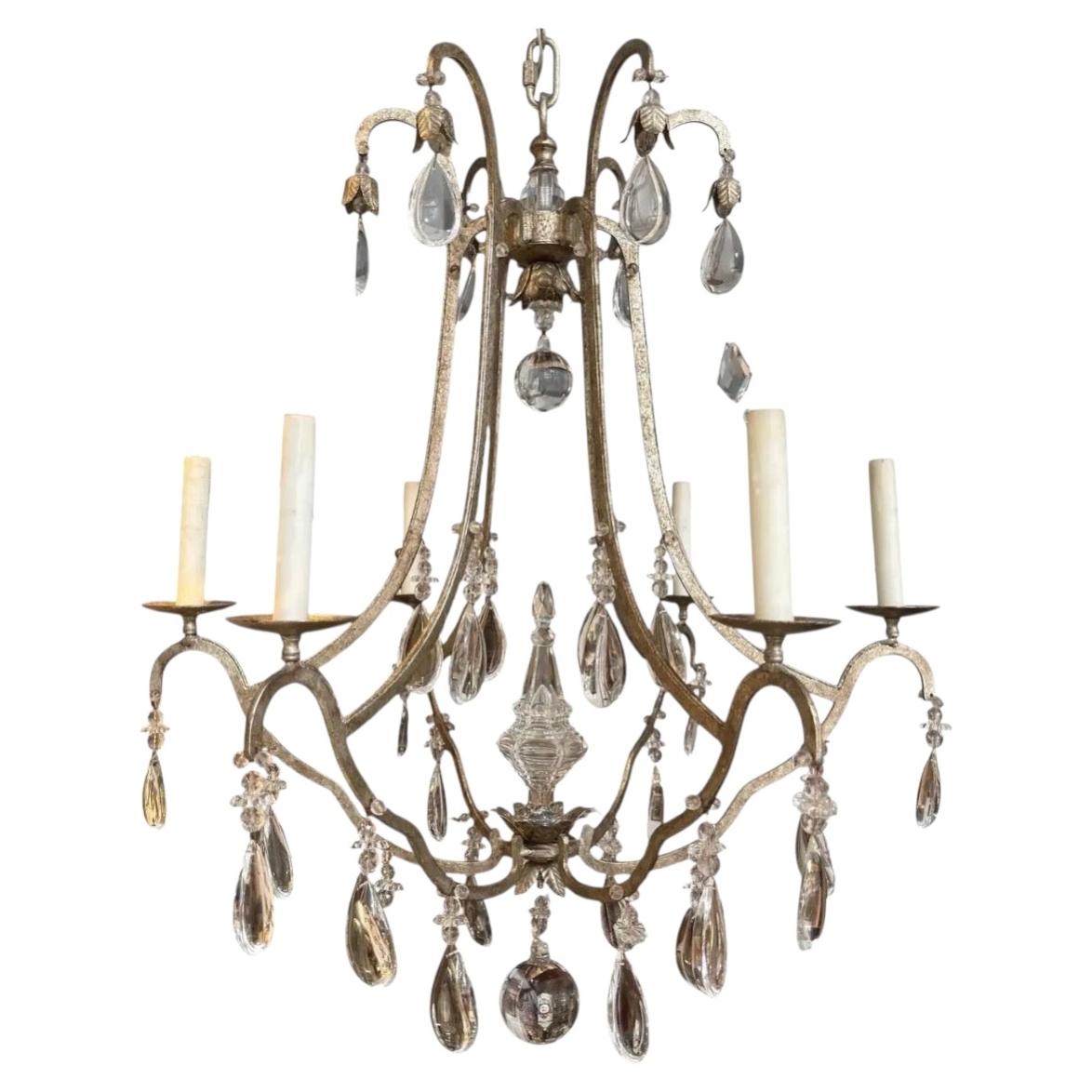 Dennis and Leen Formations French Crystal Primitive Chandelier For Sale