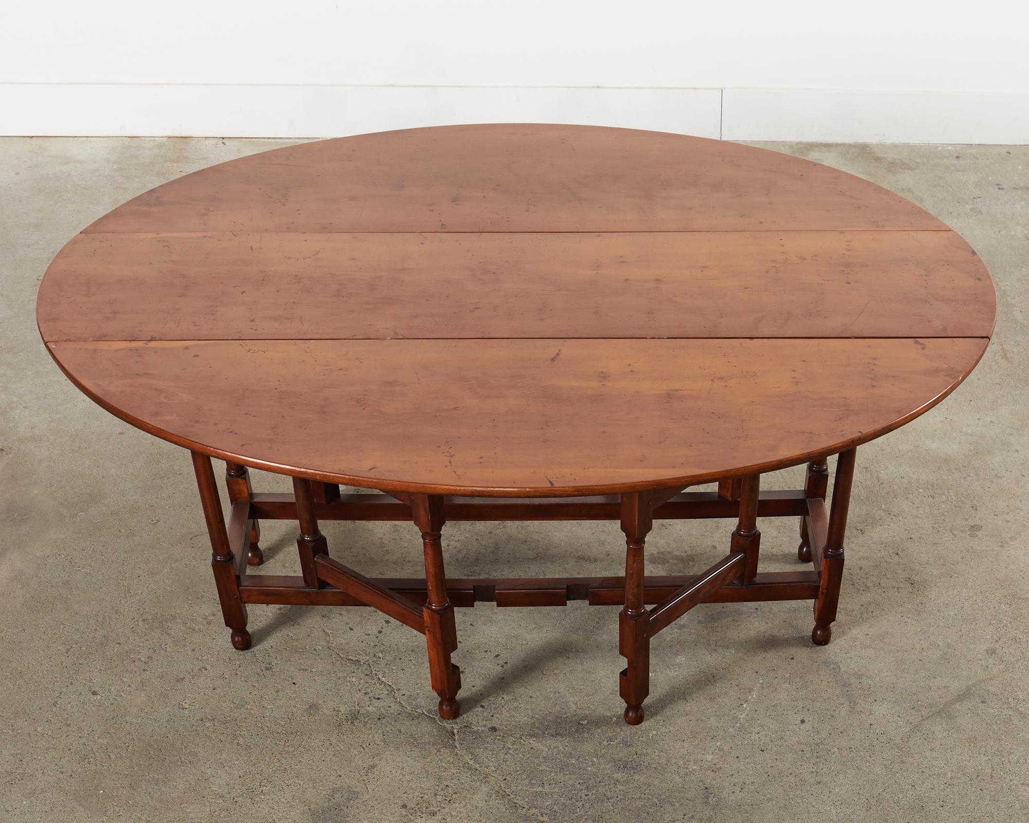 Hand-Crafted Dennis and Leen Georgian Style Drop-leaf Oval Dining Table  For Sale