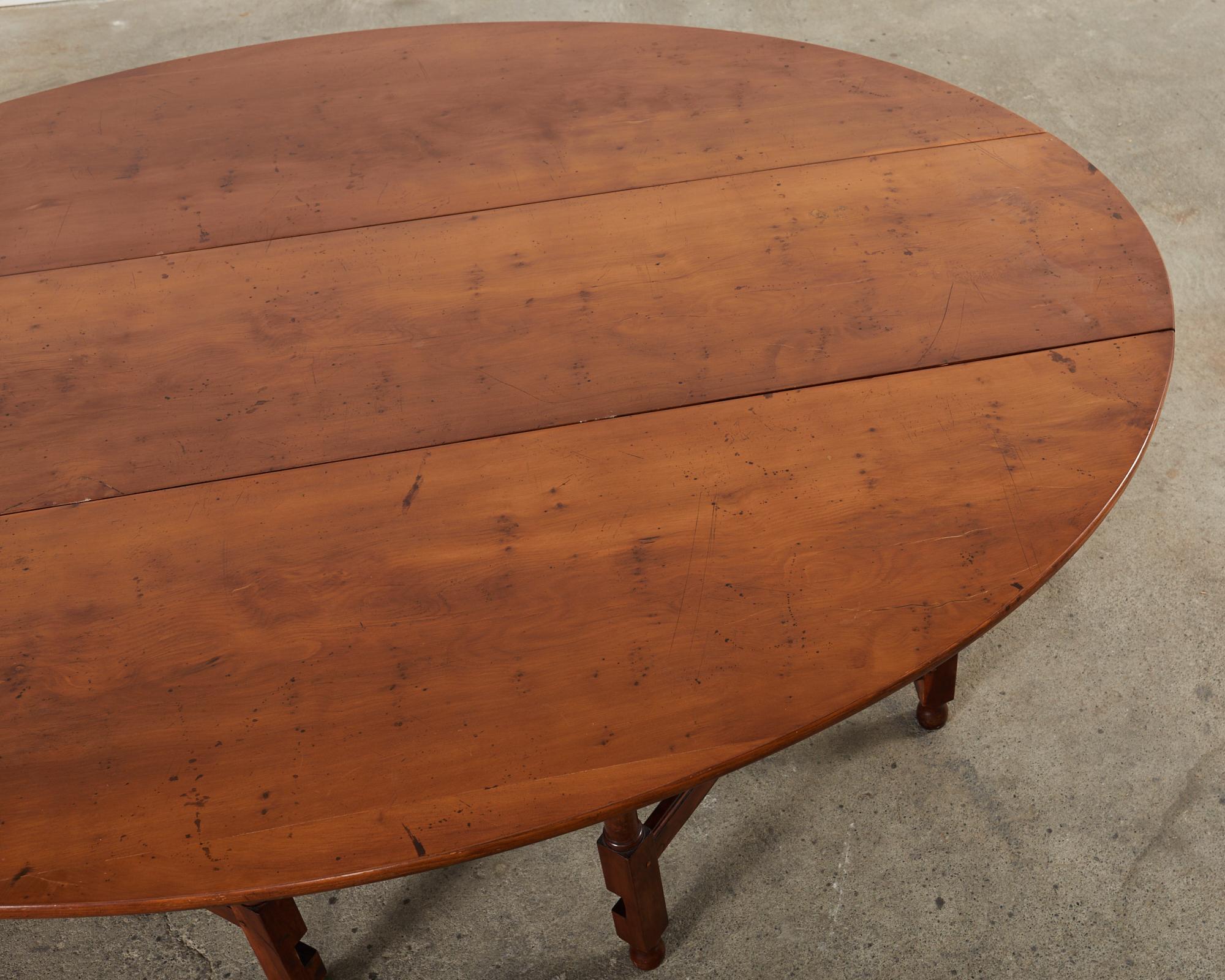 Wood Dennis and Leen Georgian Style Drop-leaf Oval Dining Table  For Sale