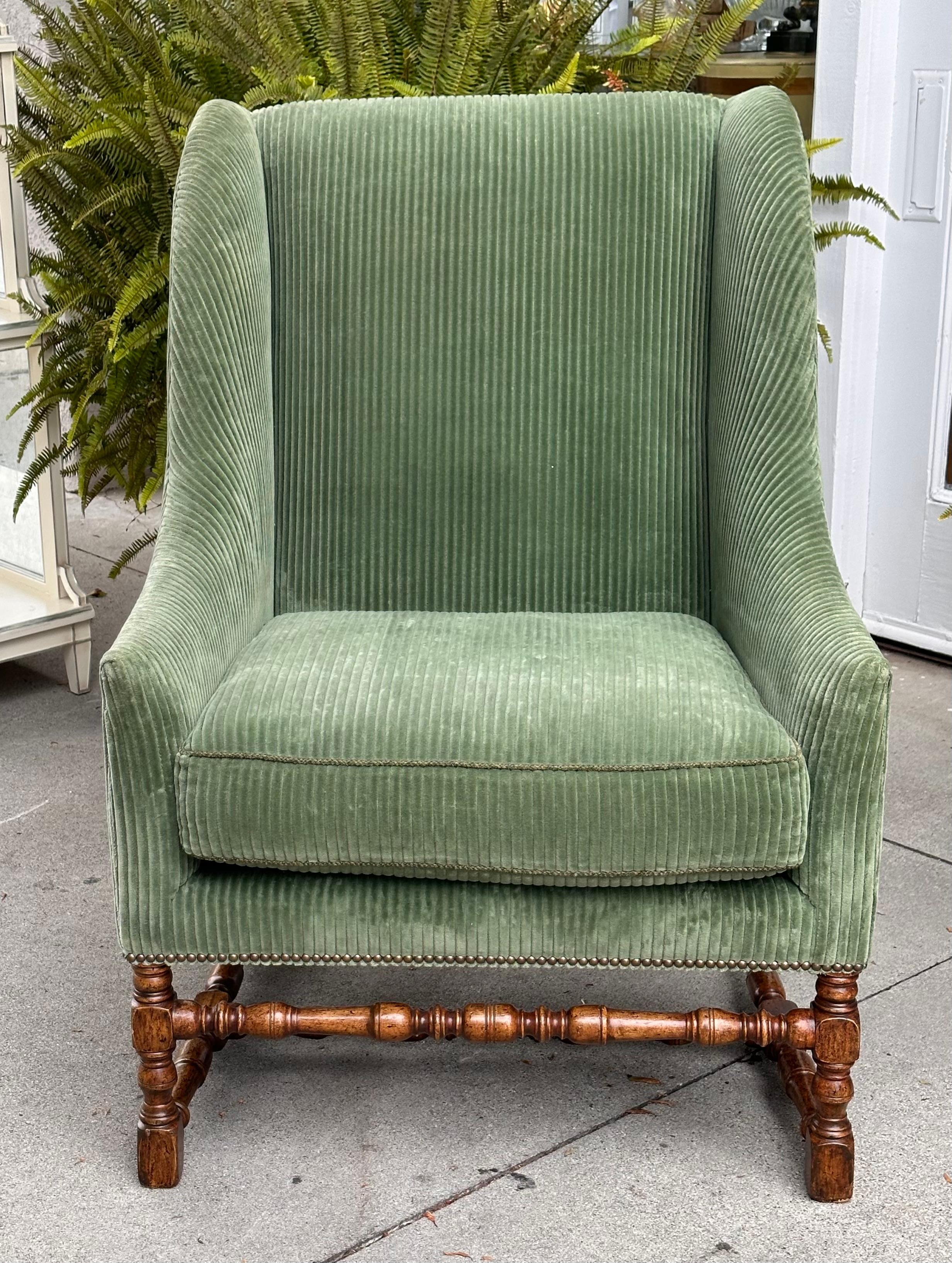 Dennis and Leen Louis XIII Fireside Wingback Bergere Chair In Good Condition In LOS ANGELES, CA