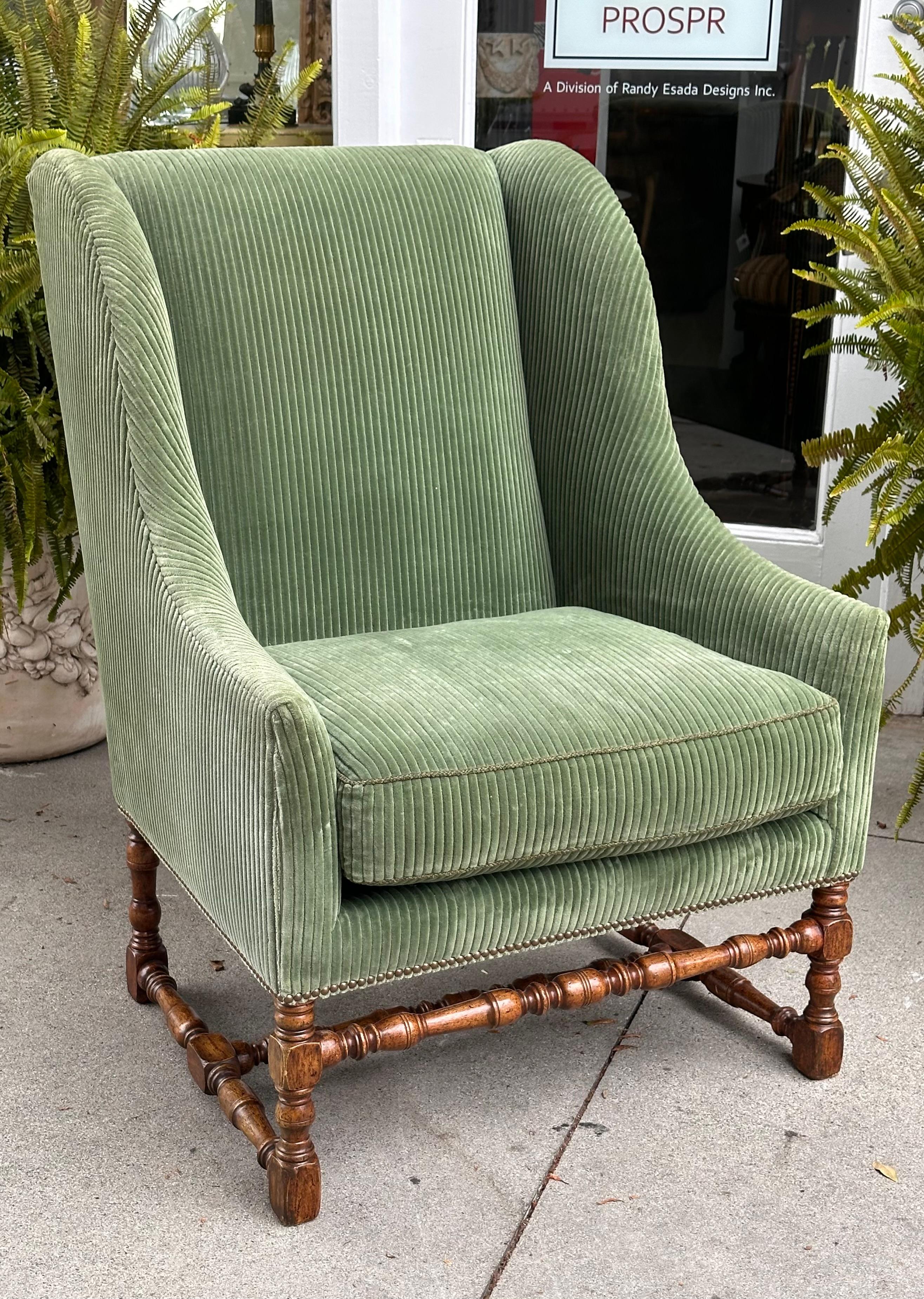 Late 20th Century Dennis and Leen Louis XIII Fireside Wingback Bergere Chair