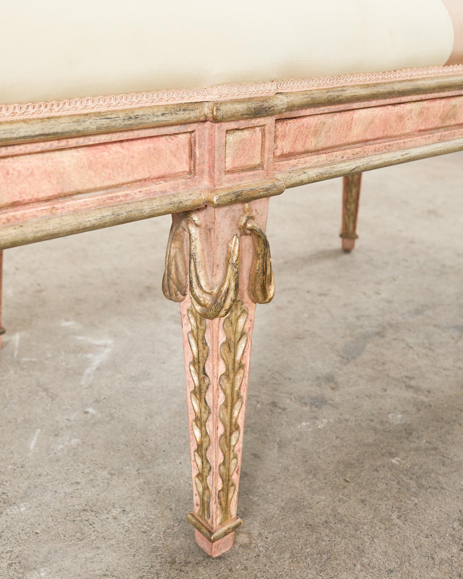 Dennis and Leen Neoclassical Style Painted Parcel Gilt Bench Seat 6