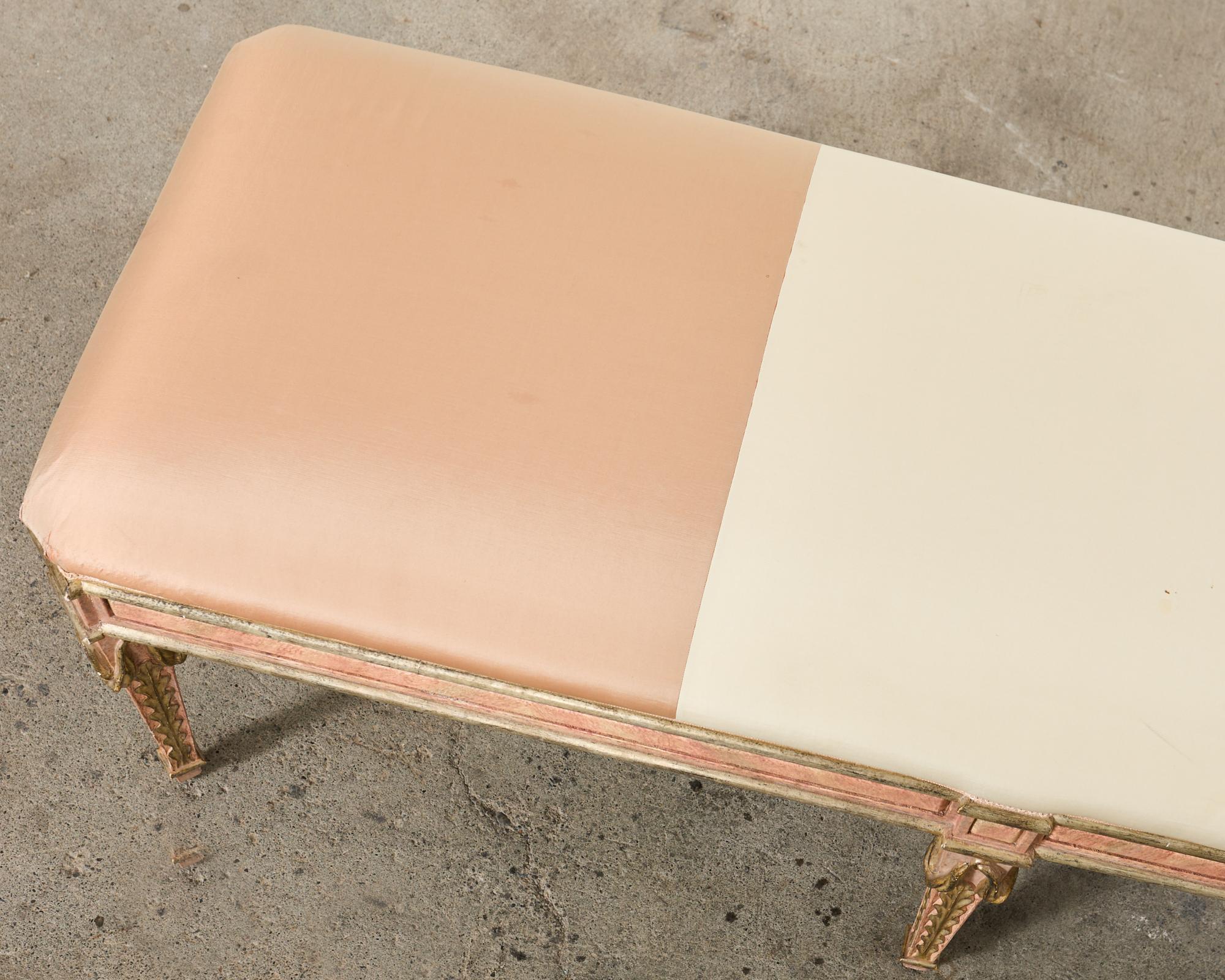 Dennis and Leen Neoclassical Style Painted Parcel Gilt Bench Seat 1