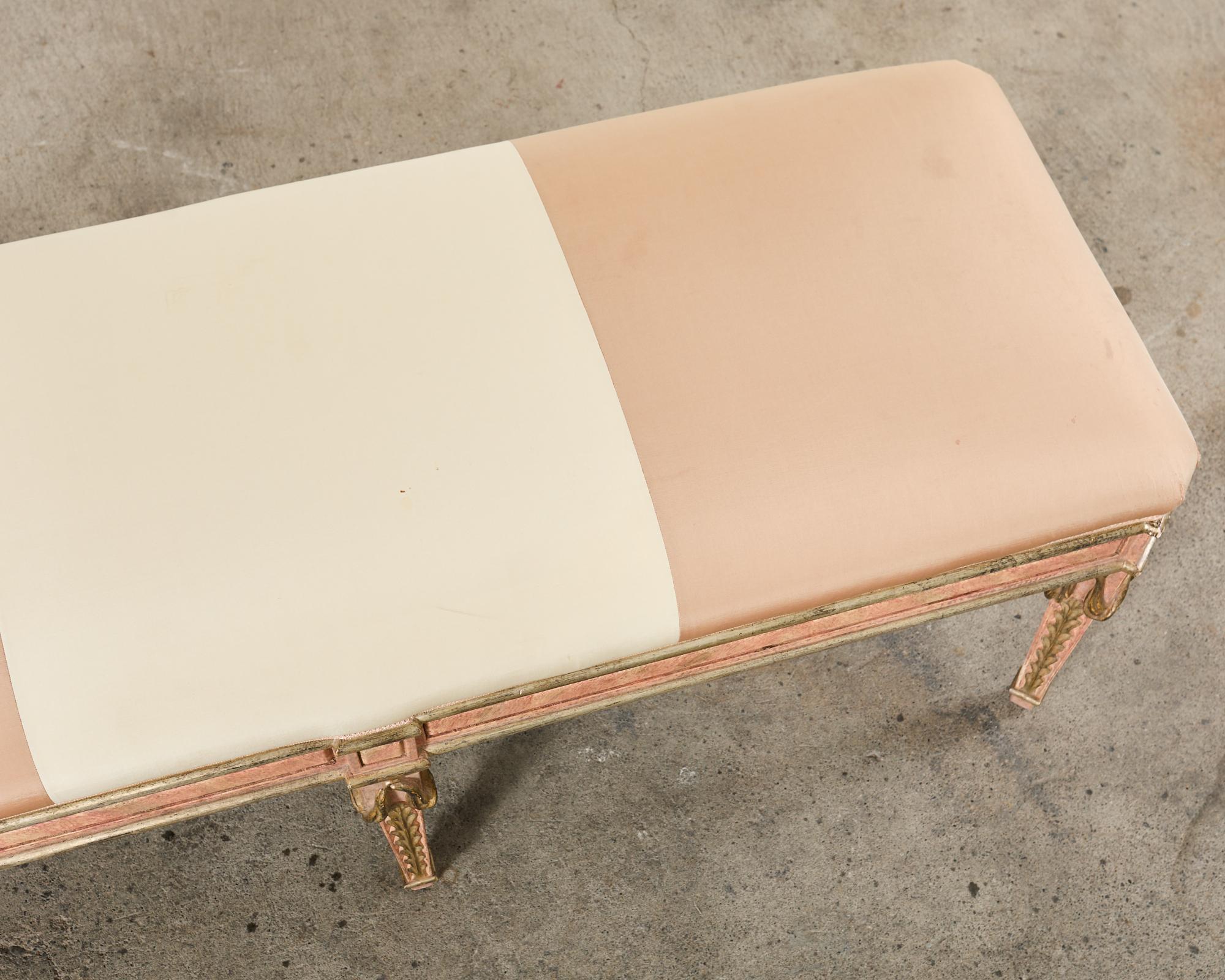 Dennis and Leen Neoclassical Style Painted Parcel Gilt Bench Seat 2