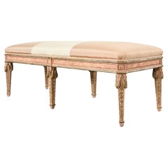 Dennis and Leen Neoclassical Style Painted Parcel Gilt Bench Seat