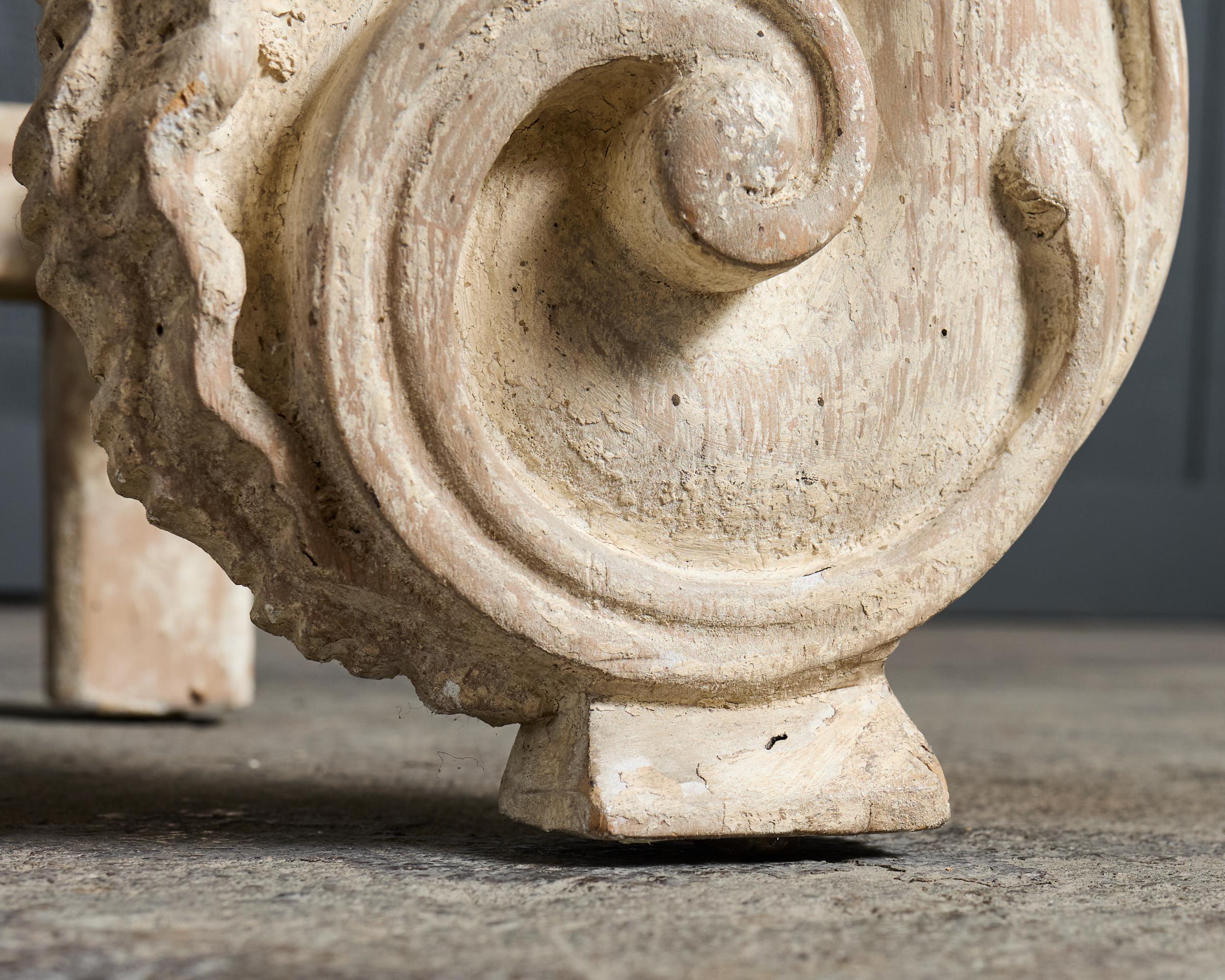 Dennis and Leen Spanish Baroque Stone Top Console Table For Sale 5
