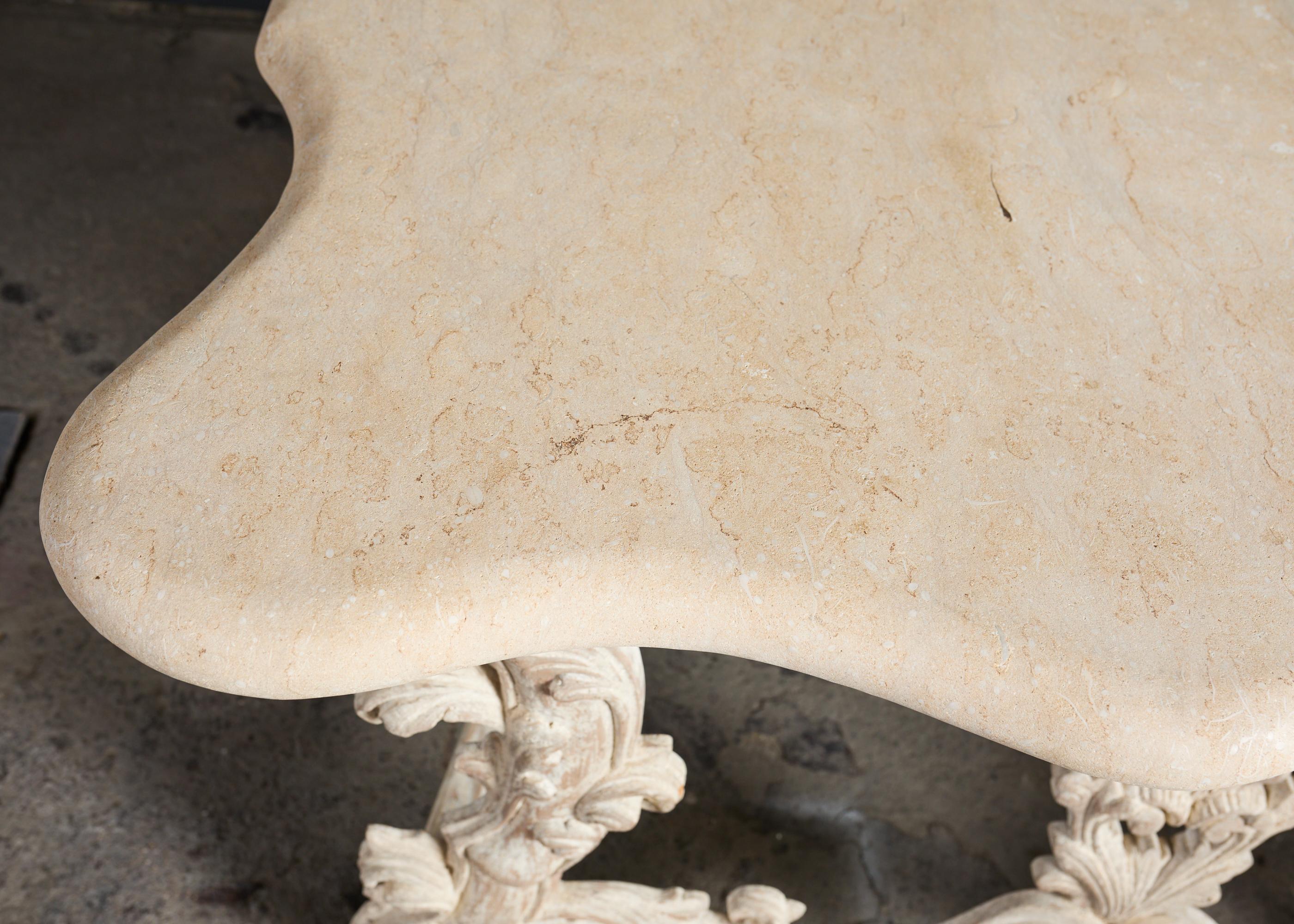 Dennis and Leen Spanish Baroque Stone Top Console Table For Sale 7