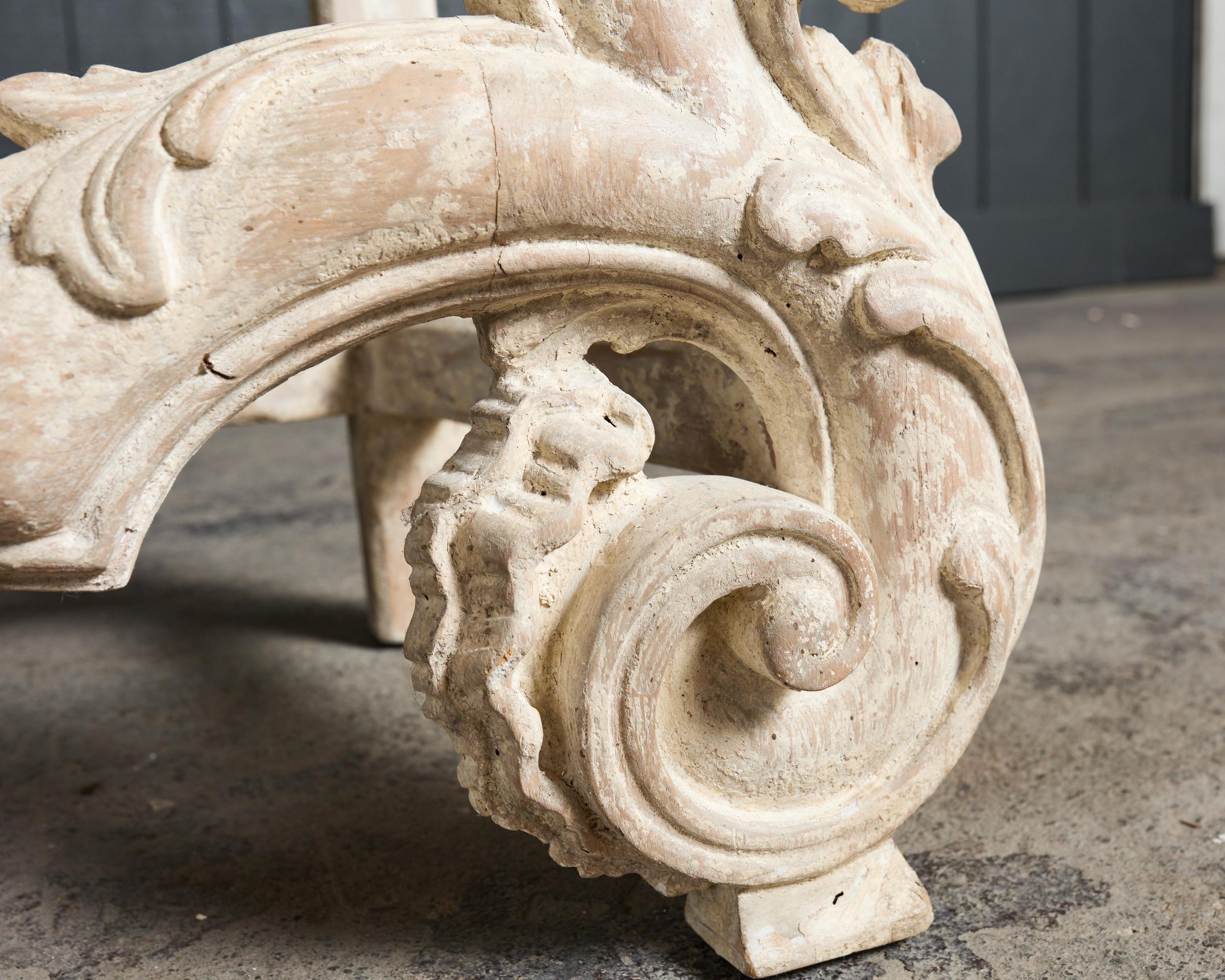 Dennis and Leen Spanish Baroque Stone Top Console Table For Sale 11