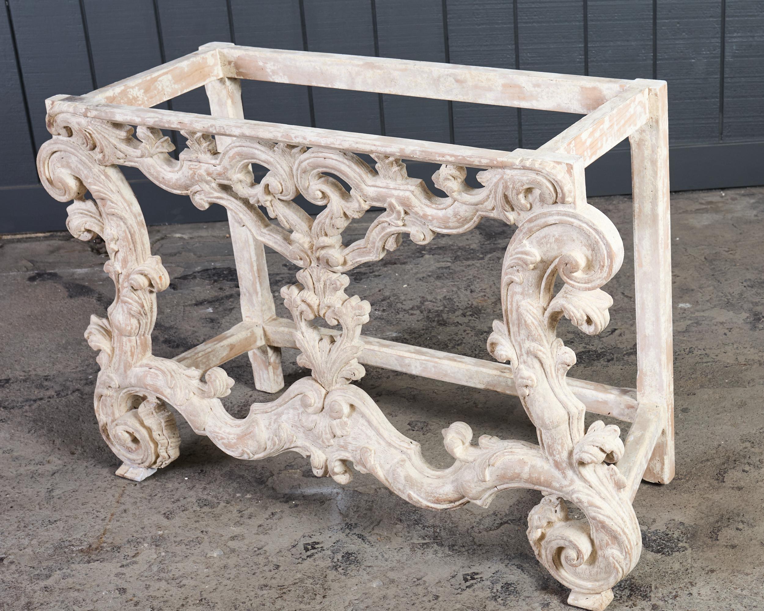 Dennis and Leen Spanish Baroque Stone Top Console Table For Sale 14