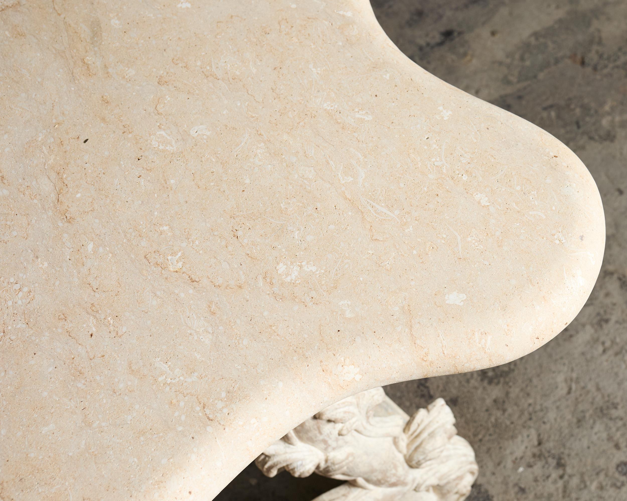 Dennis and Leen Spanish Baroque Stone Top Console Table In Good Condition For Sale In Rio Vista, CA